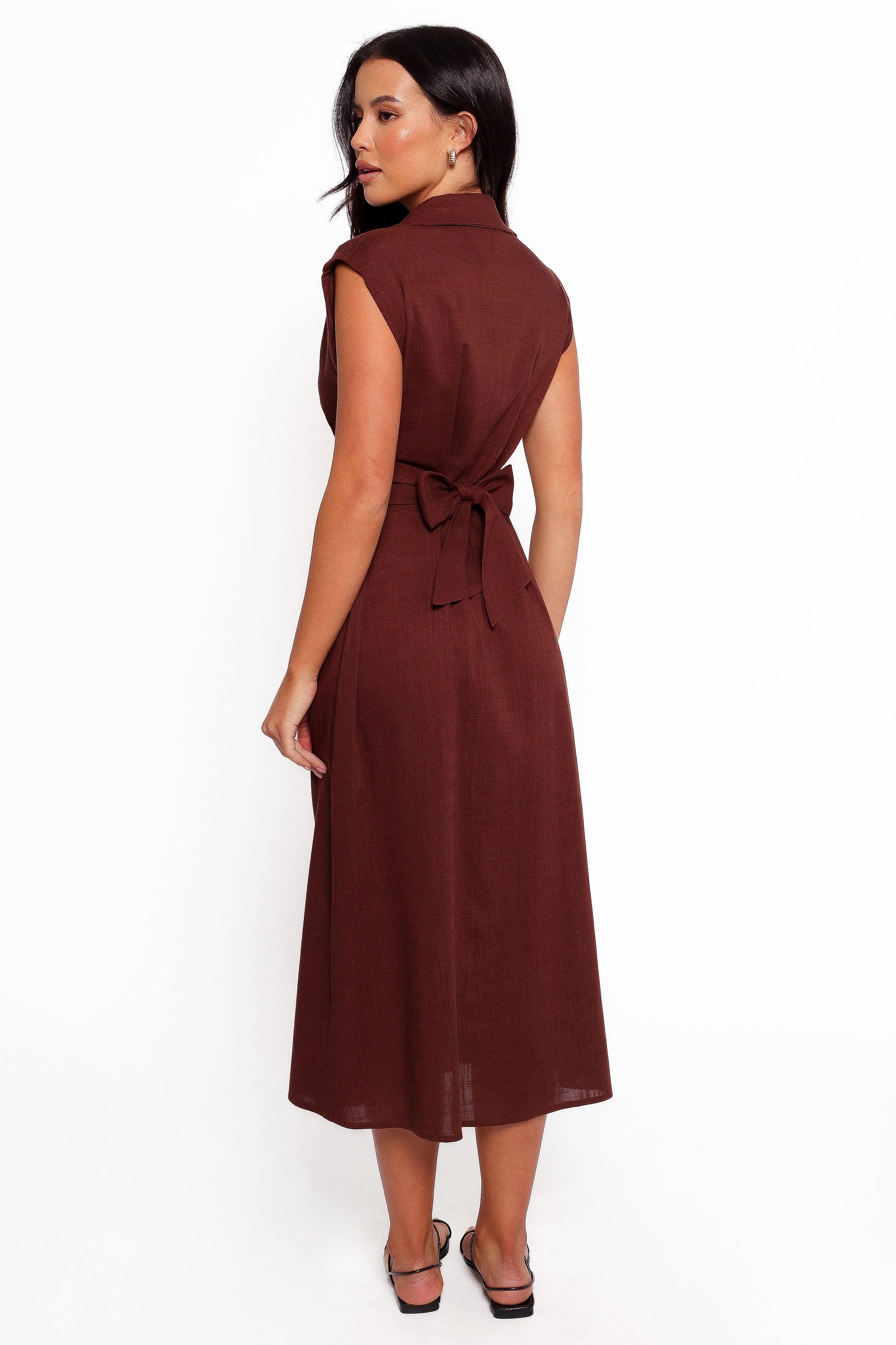 Cami Midi Dress - Chocolate Brown-Aur Fashion