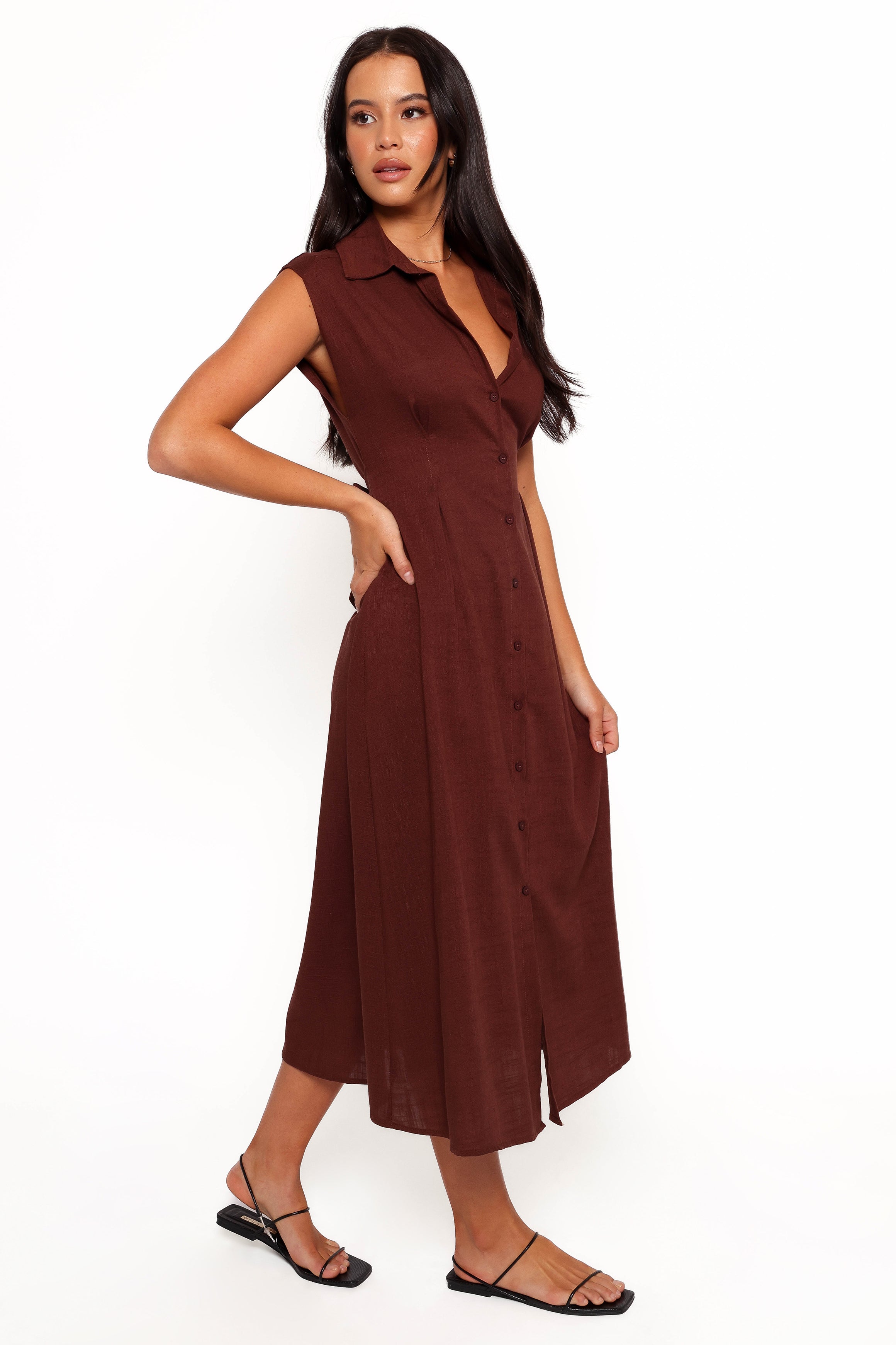 Cami Midi Dress - Chocolate Brown-Aur Fashion