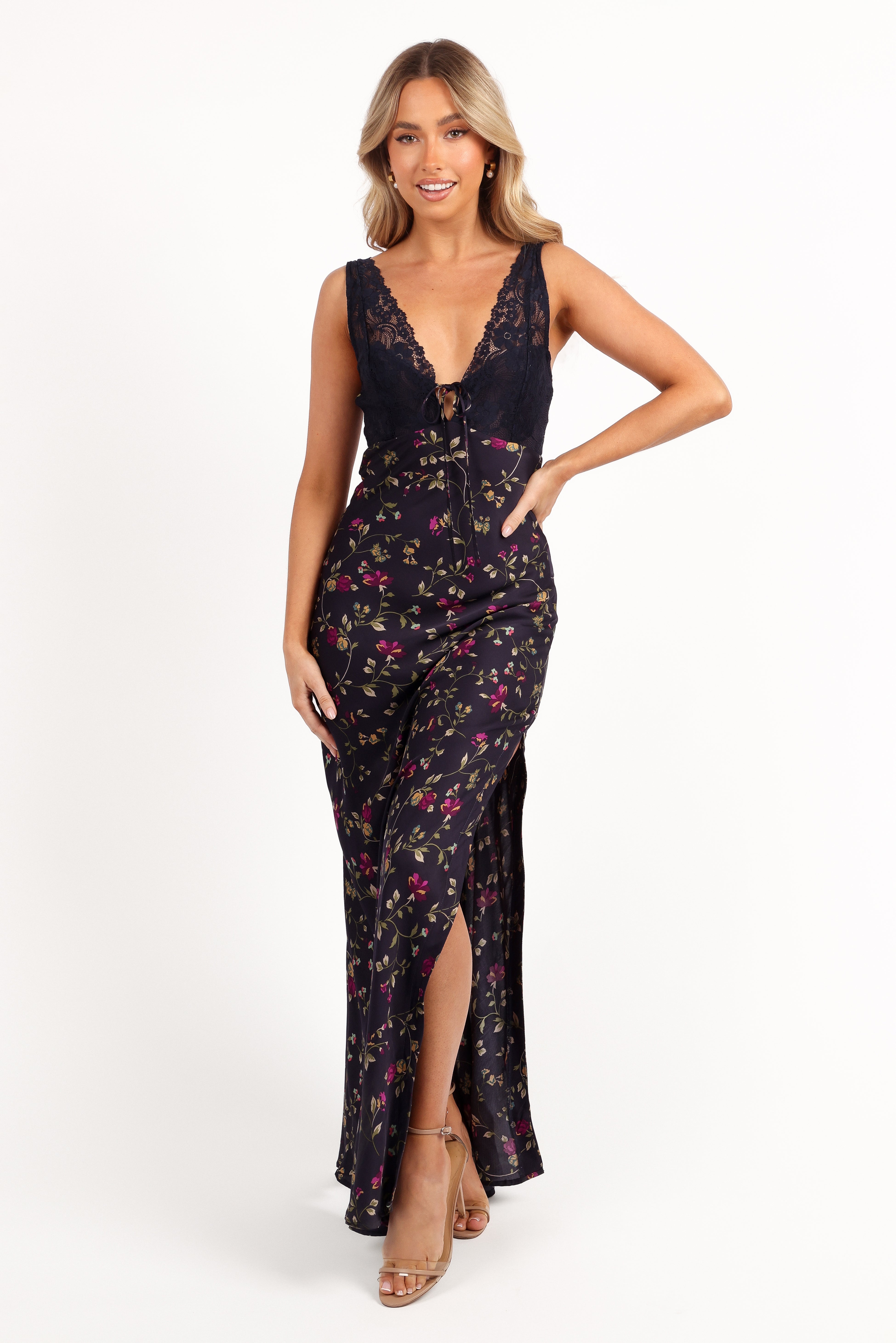 Cammy Maxi Slip Dress - Midnight Floral-Aur Fashion