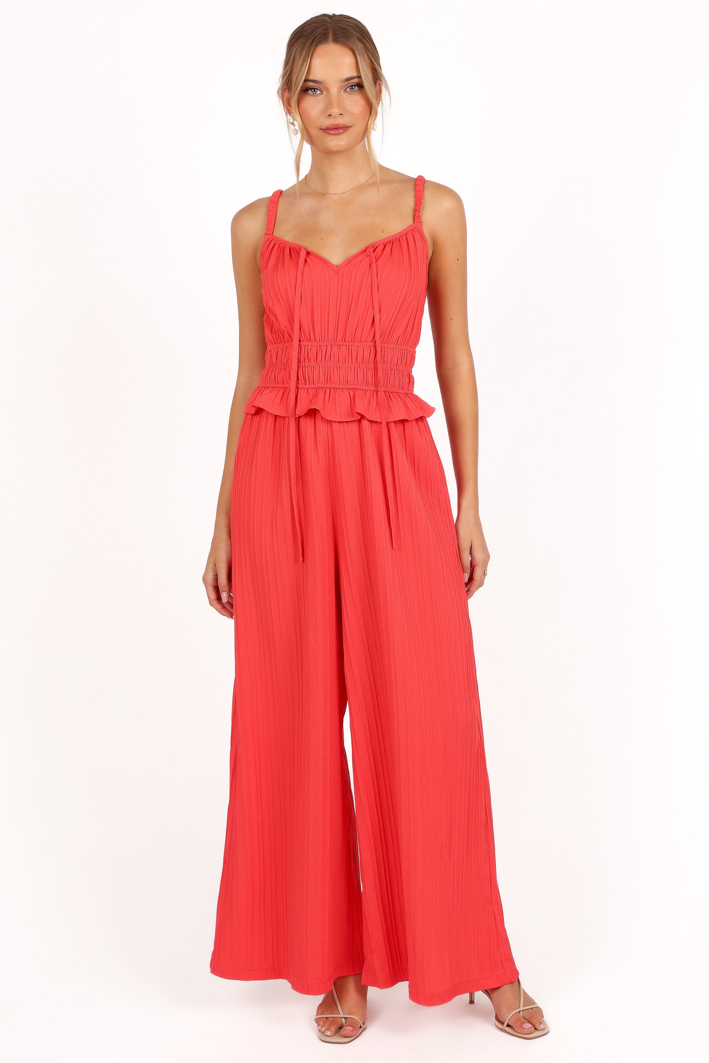 Camry Jumpsuit - Coral Red-Aur Fashion