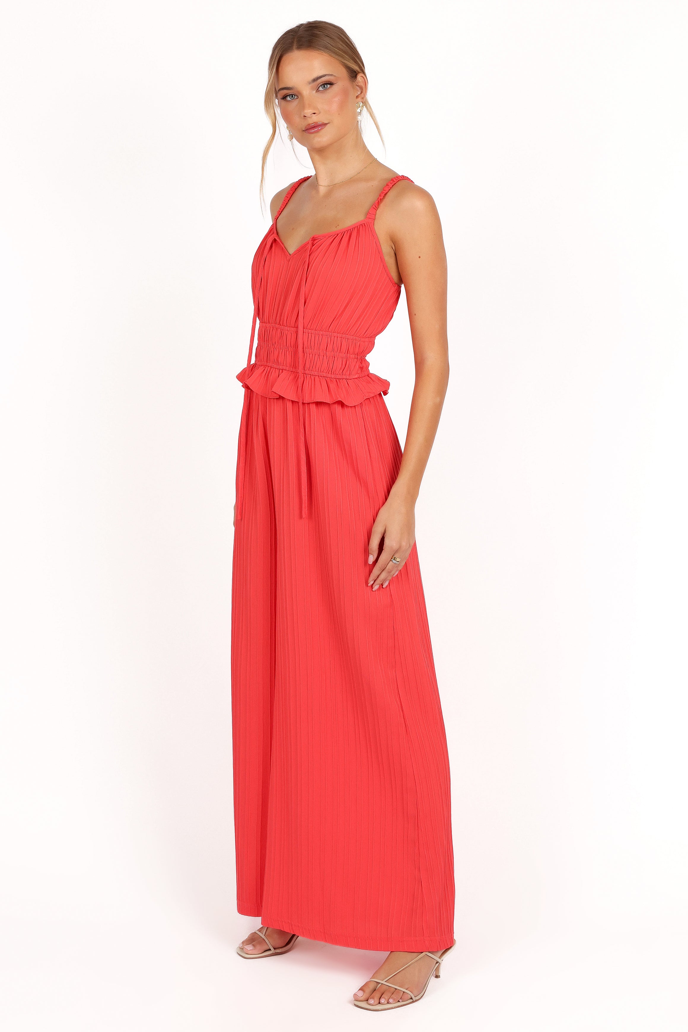 Camry Jumpsuit - Coral Red-Aur Fashion