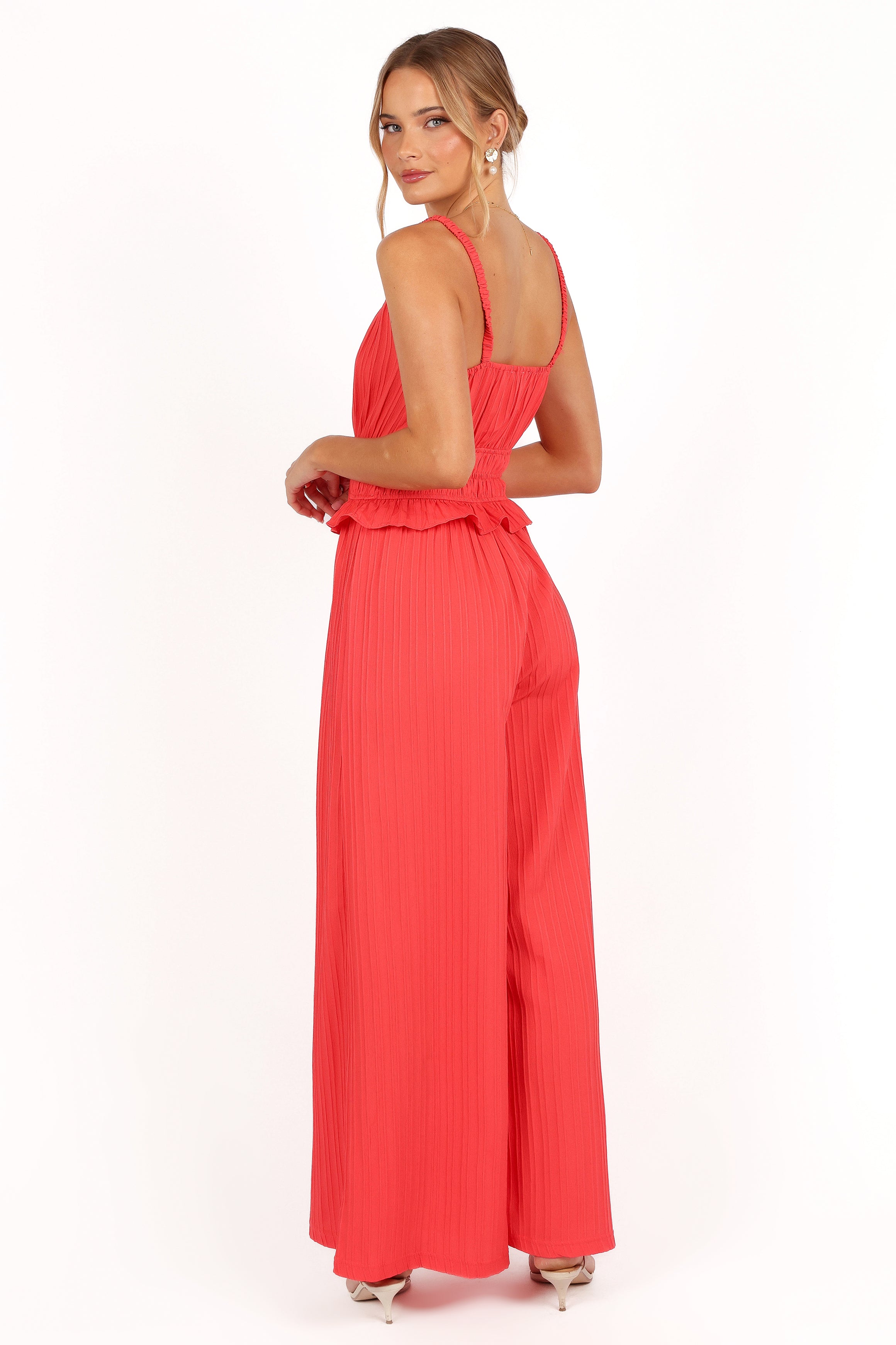 Camry Jumpsuit - Coral Red-Aur Fashion