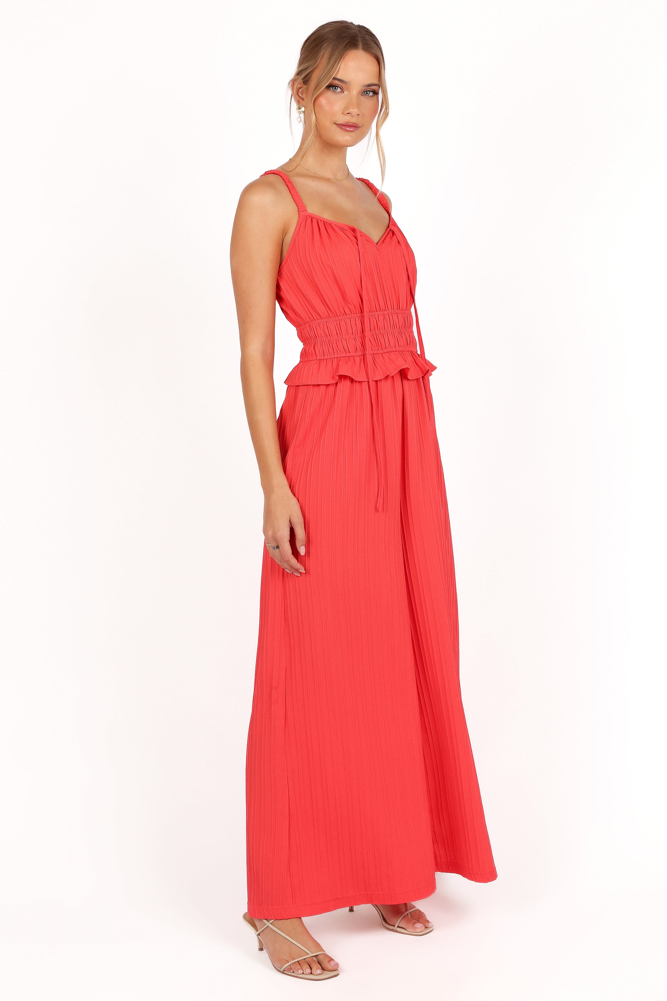 Camry Jumpsuit - Coral Red-Aur Fashion