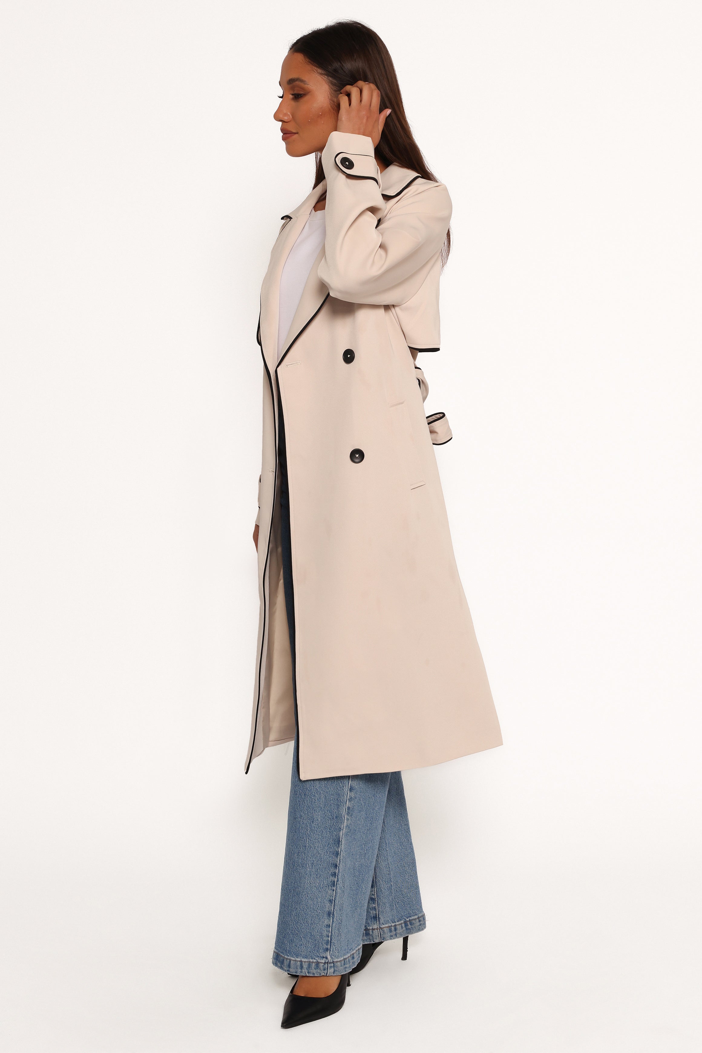 Cayenne Contrast Binding Trench Coat - Beige-Aur Fashion
