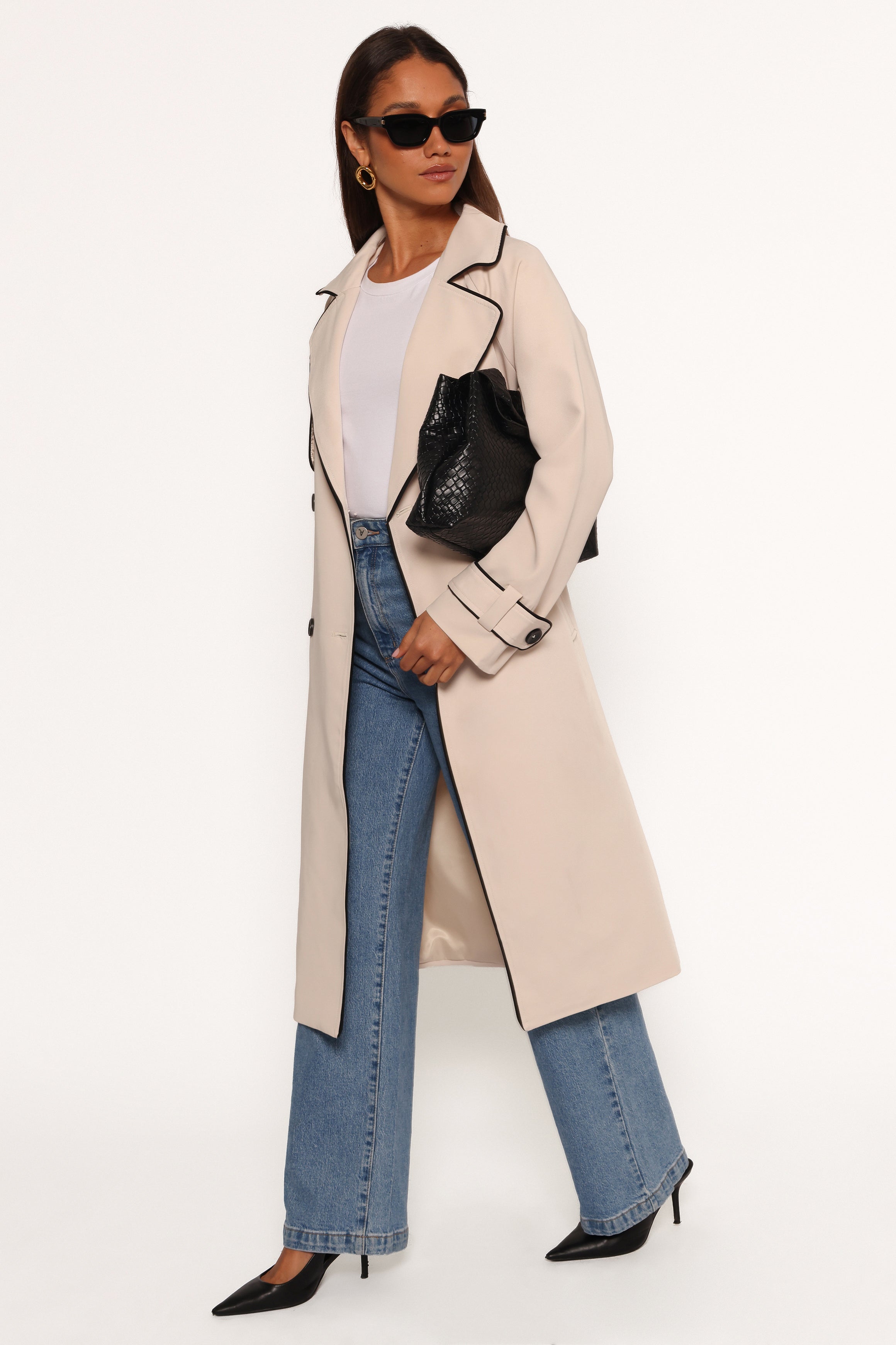 Cayenne Contrast Binding Trench Coat - Beige-Aur Fashion