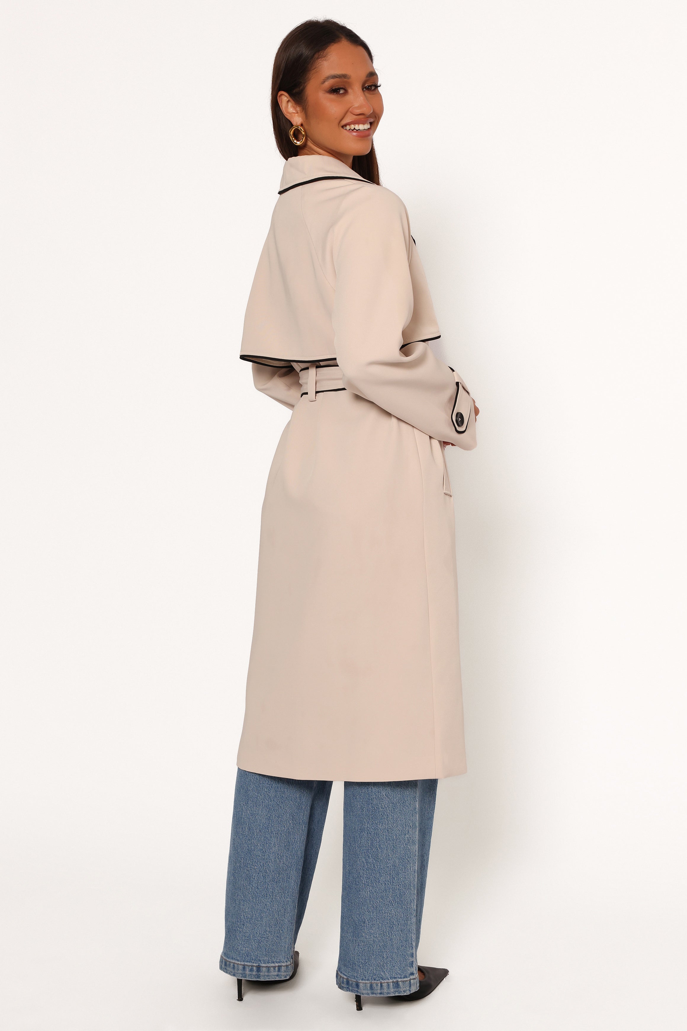 Cayenne Contrast Binding Trench Coat - Beige-Aur Fashion