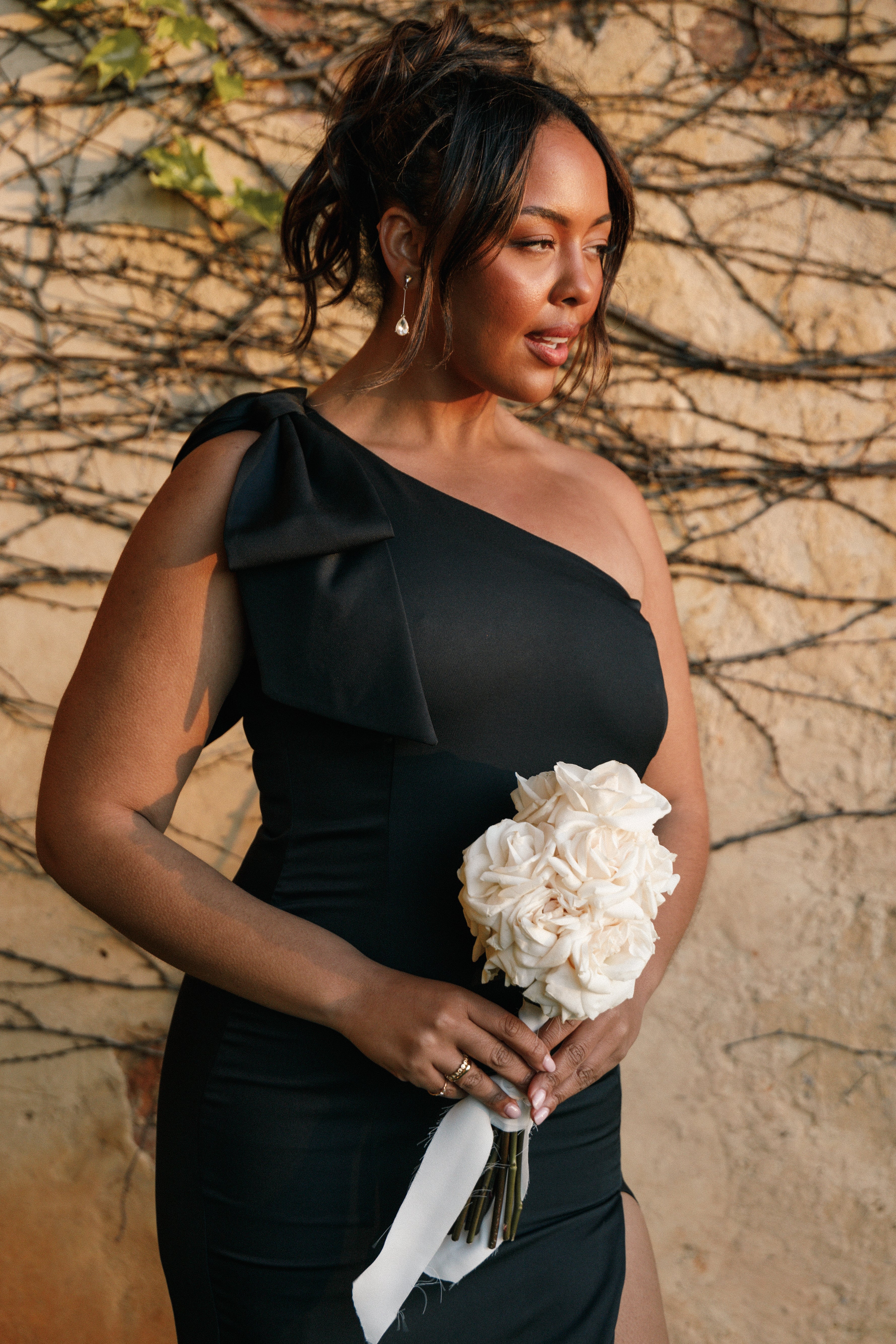 Charmed One Shoulder Midi Dress - Black-Aur Fashion