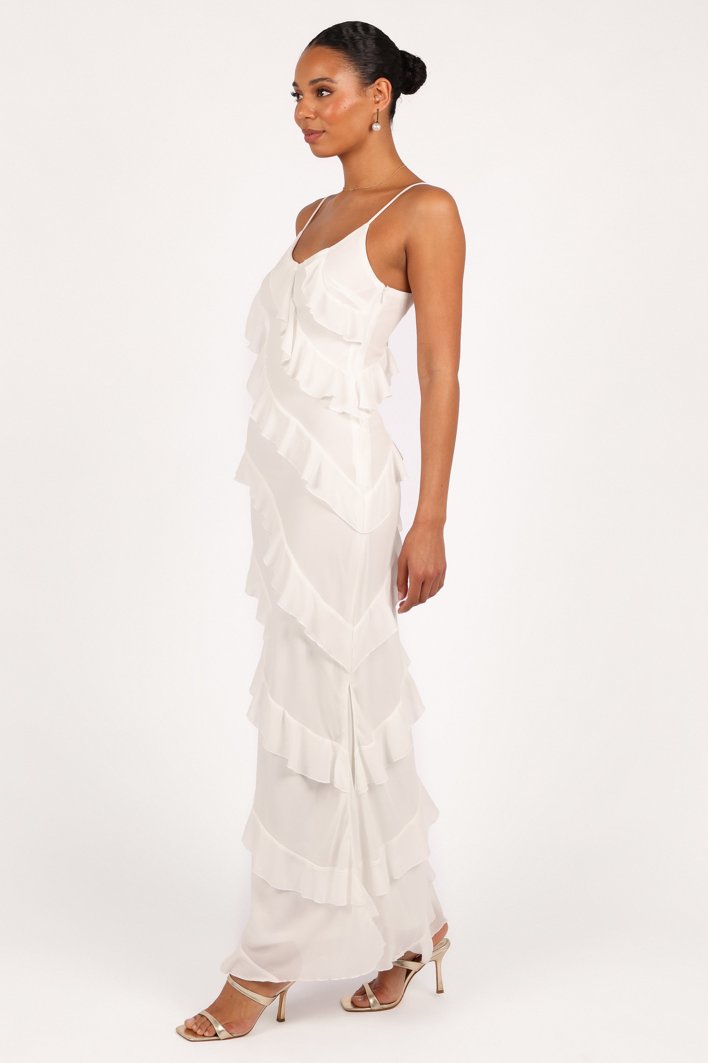 Ciao Ruffles Maxi Dress - Cloud White-Aur Fashion
