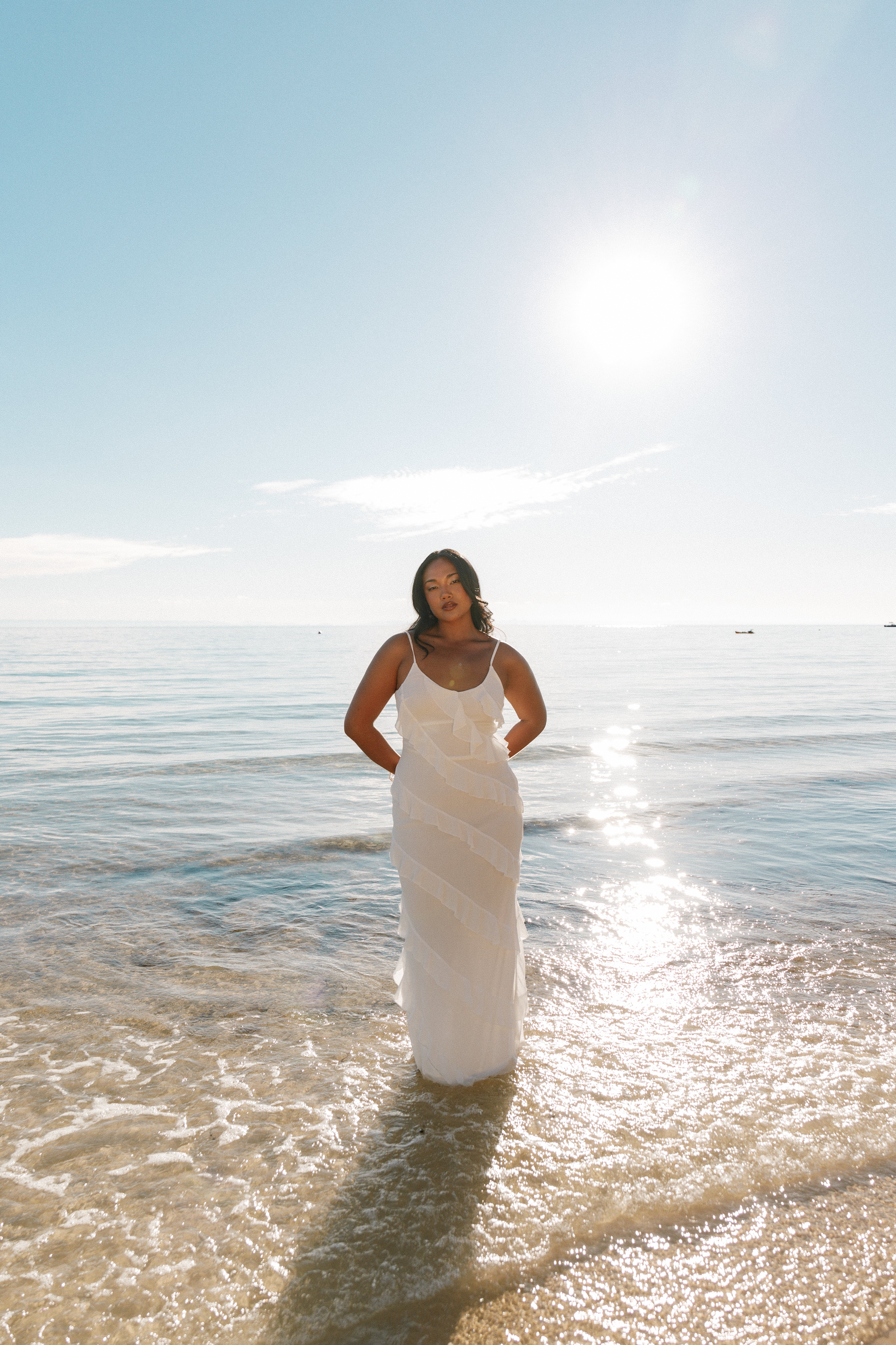 Ciao Ruffles Maxi Dress - Cloud White-Aur Fashion