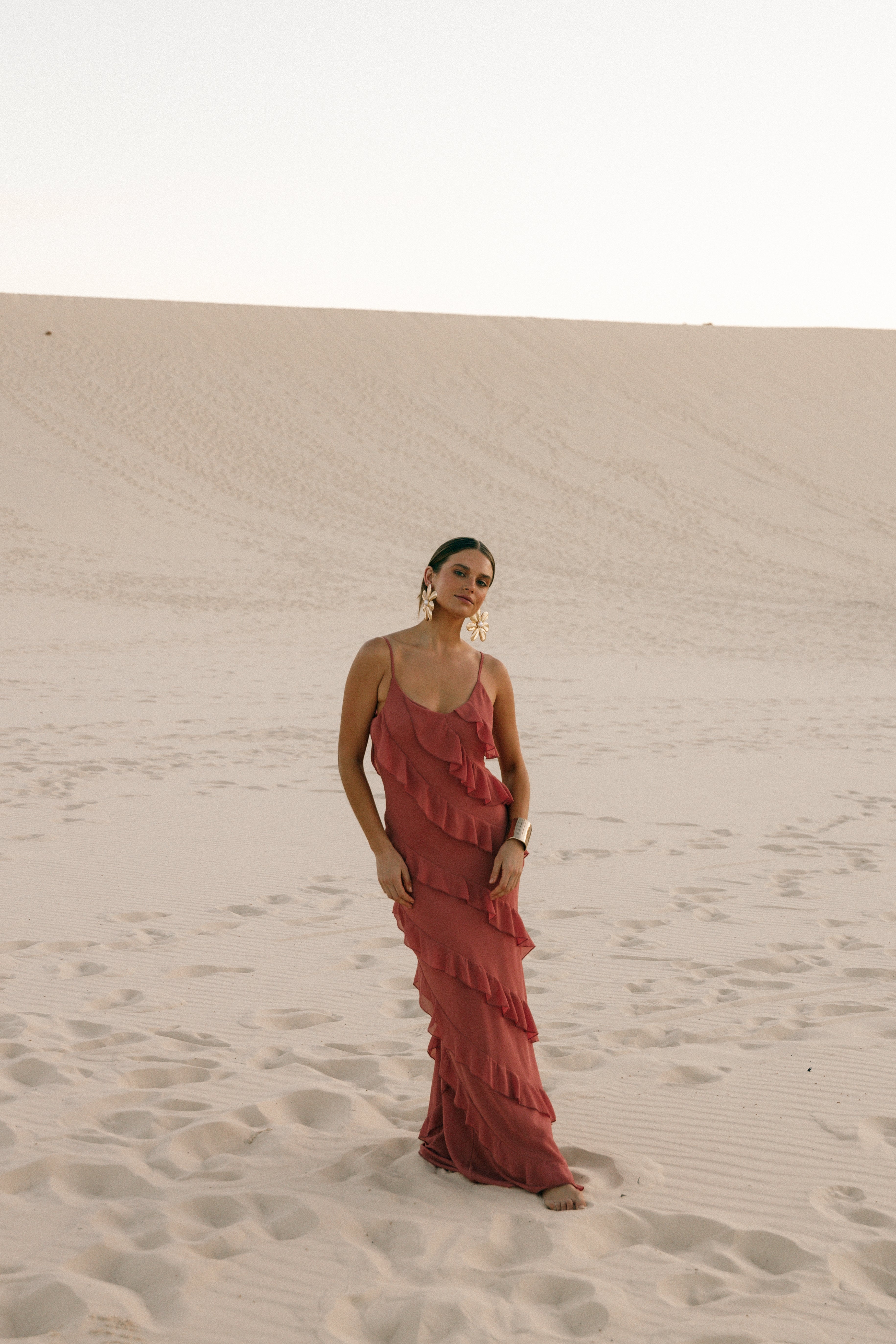 Ciao Ruffles Maxi Dress - Rosewood-Aur Fashion