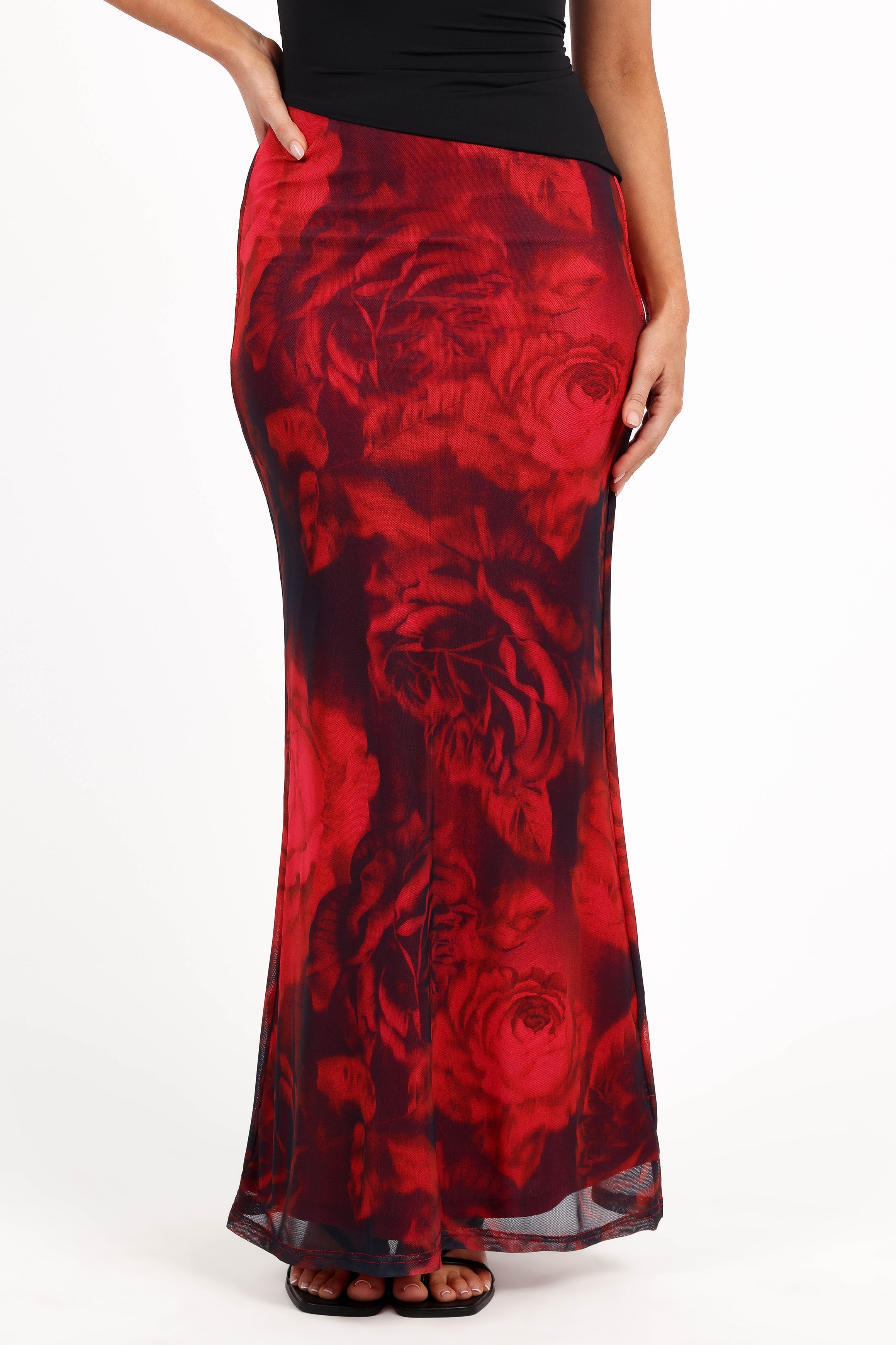 Cici Maxi Skirt - Rose Print-Aur Fashion