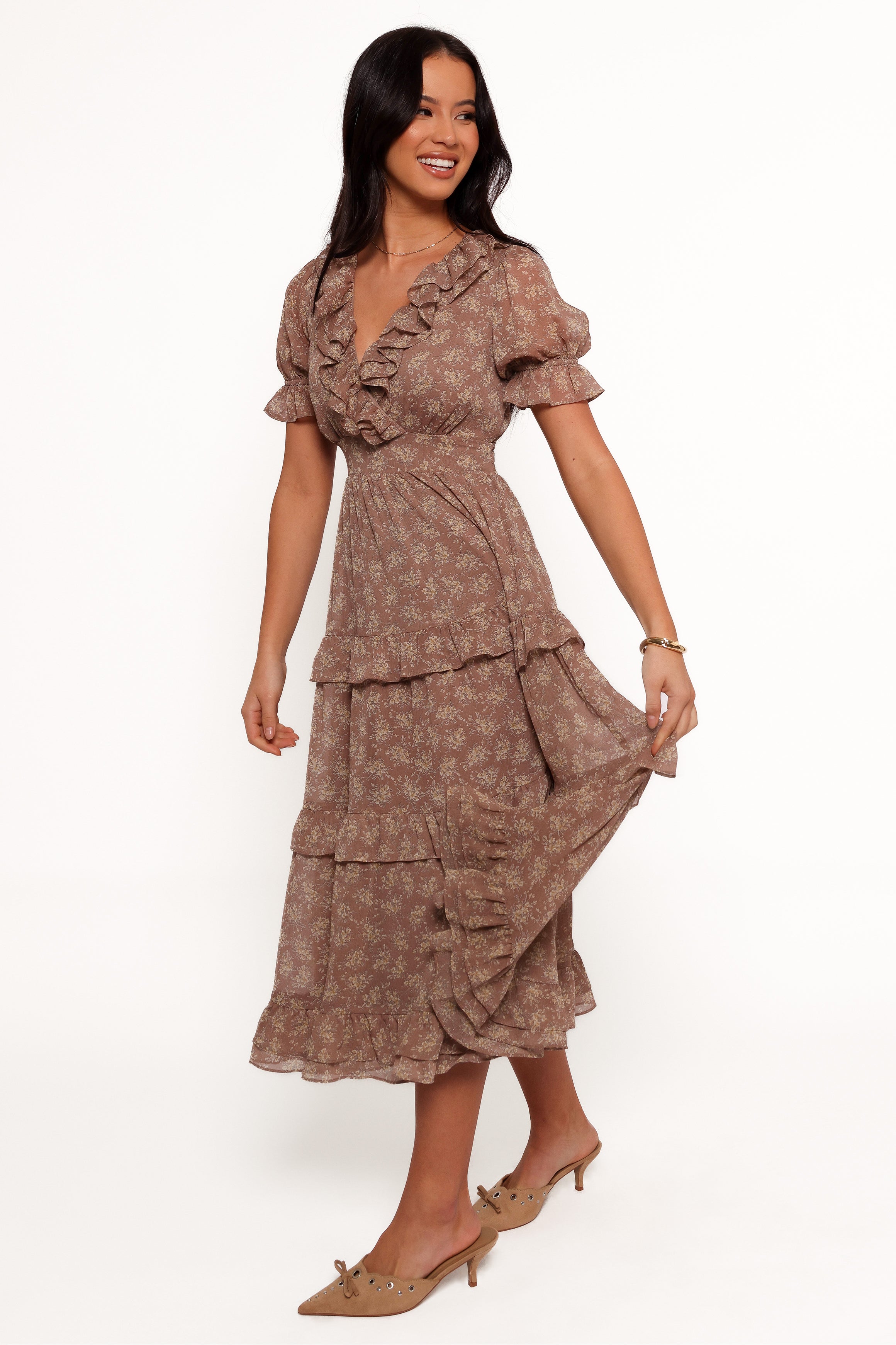 Dayla Maxi Dress - Brown/Light Beige-Aur Fashion