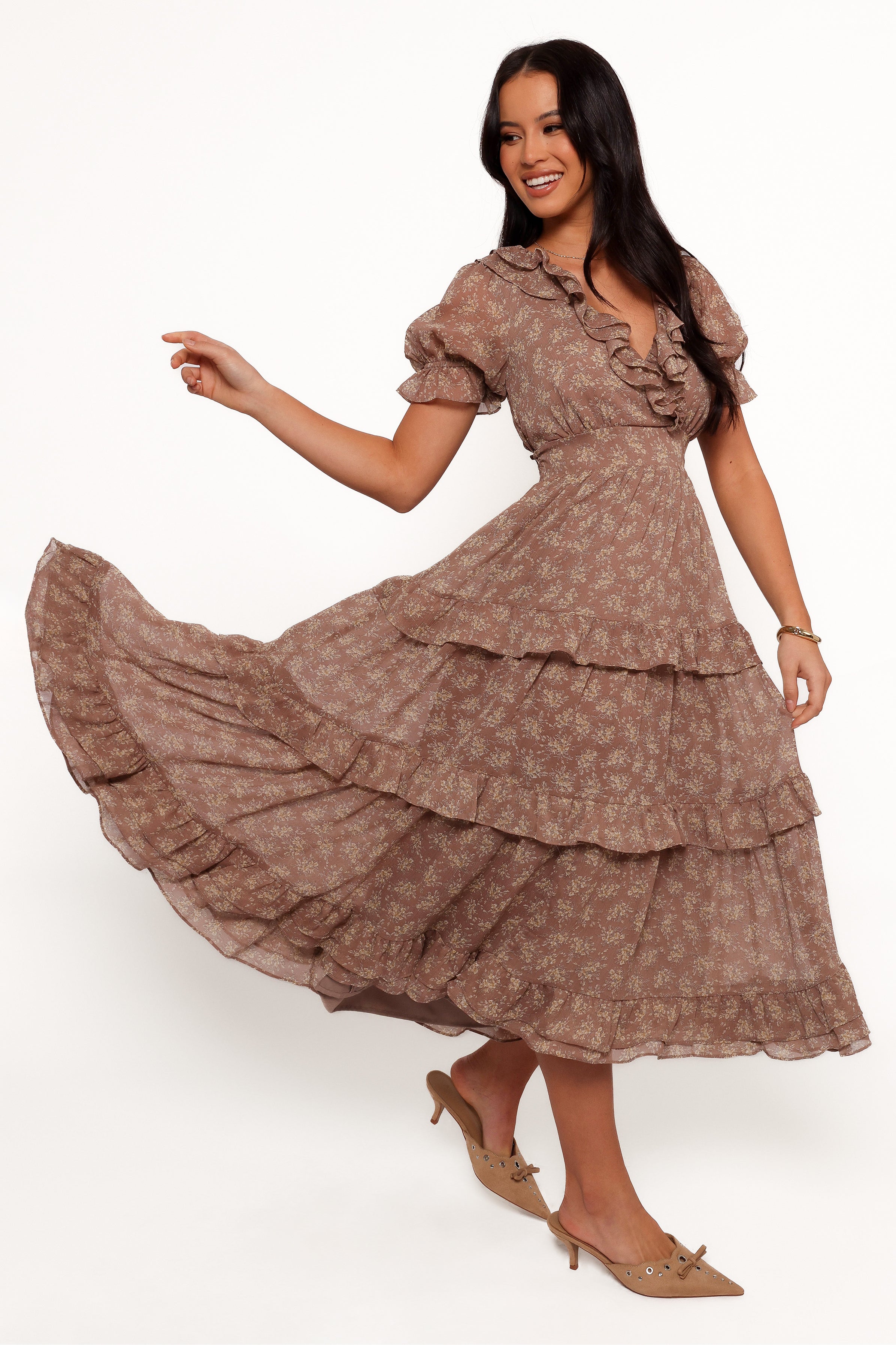 Dayla Maxi Dress - Brown/Light Beige-Aur Fashion