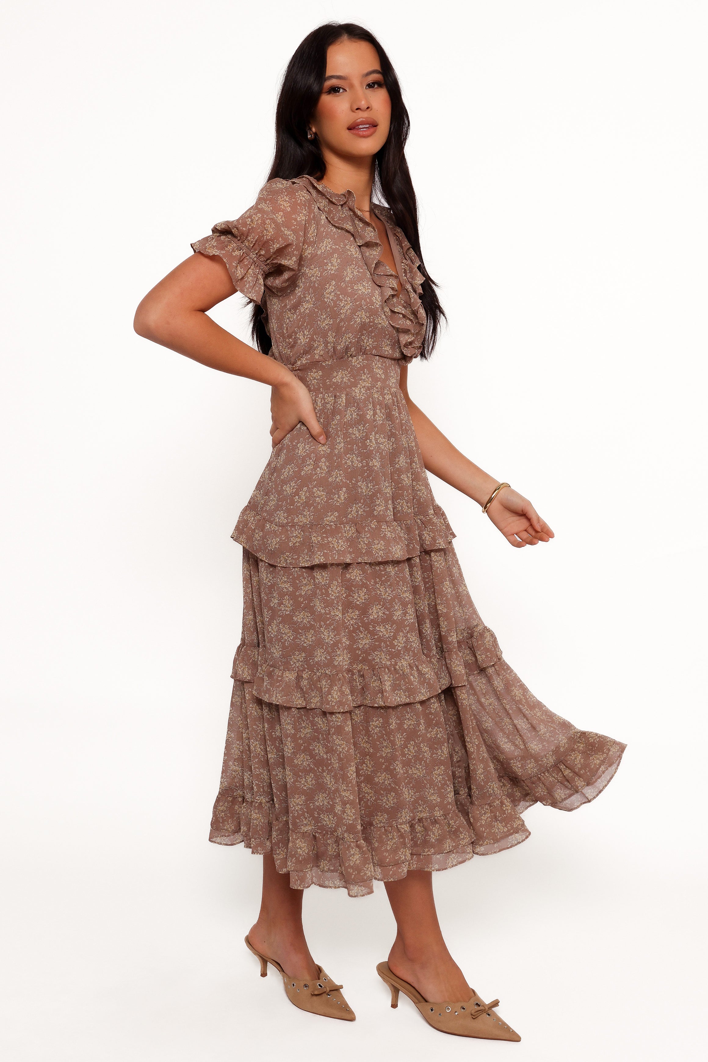 Dayla Maxi Dress - Brown/Light Beige-Aur Fashion
