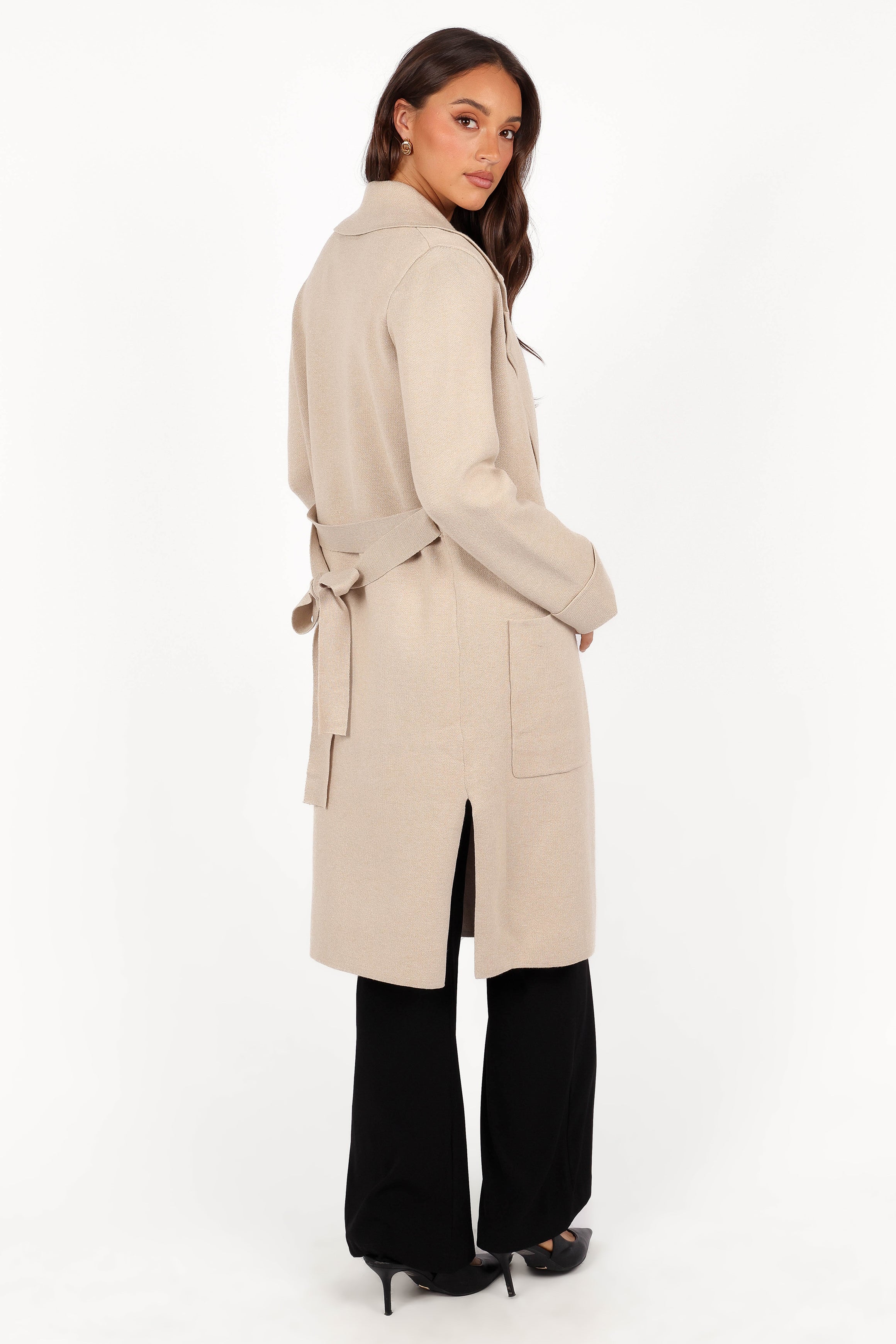 Decker Waist Tie Coatigan - Oatmeal-Aur Fashion