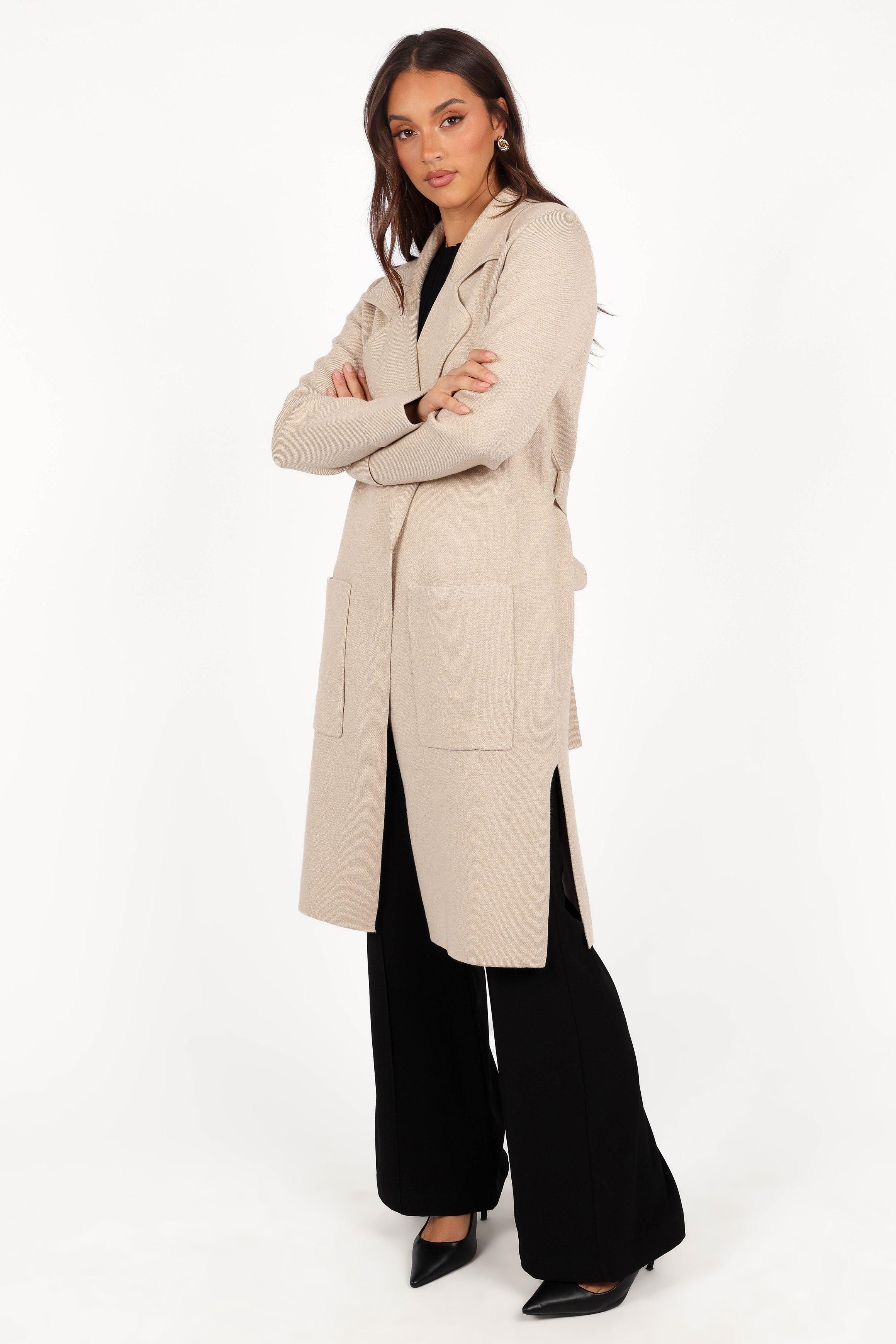 Decker Waist Tie Coatigan - Oatmeal-Aur Fashion