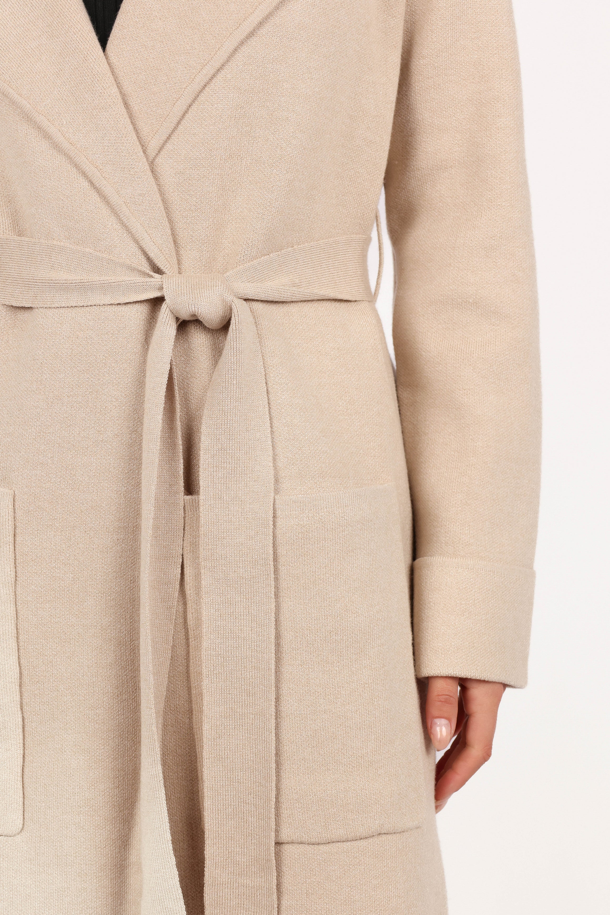 Decker Waist Tie Coatigan - Oatmeal-Aur Fashion