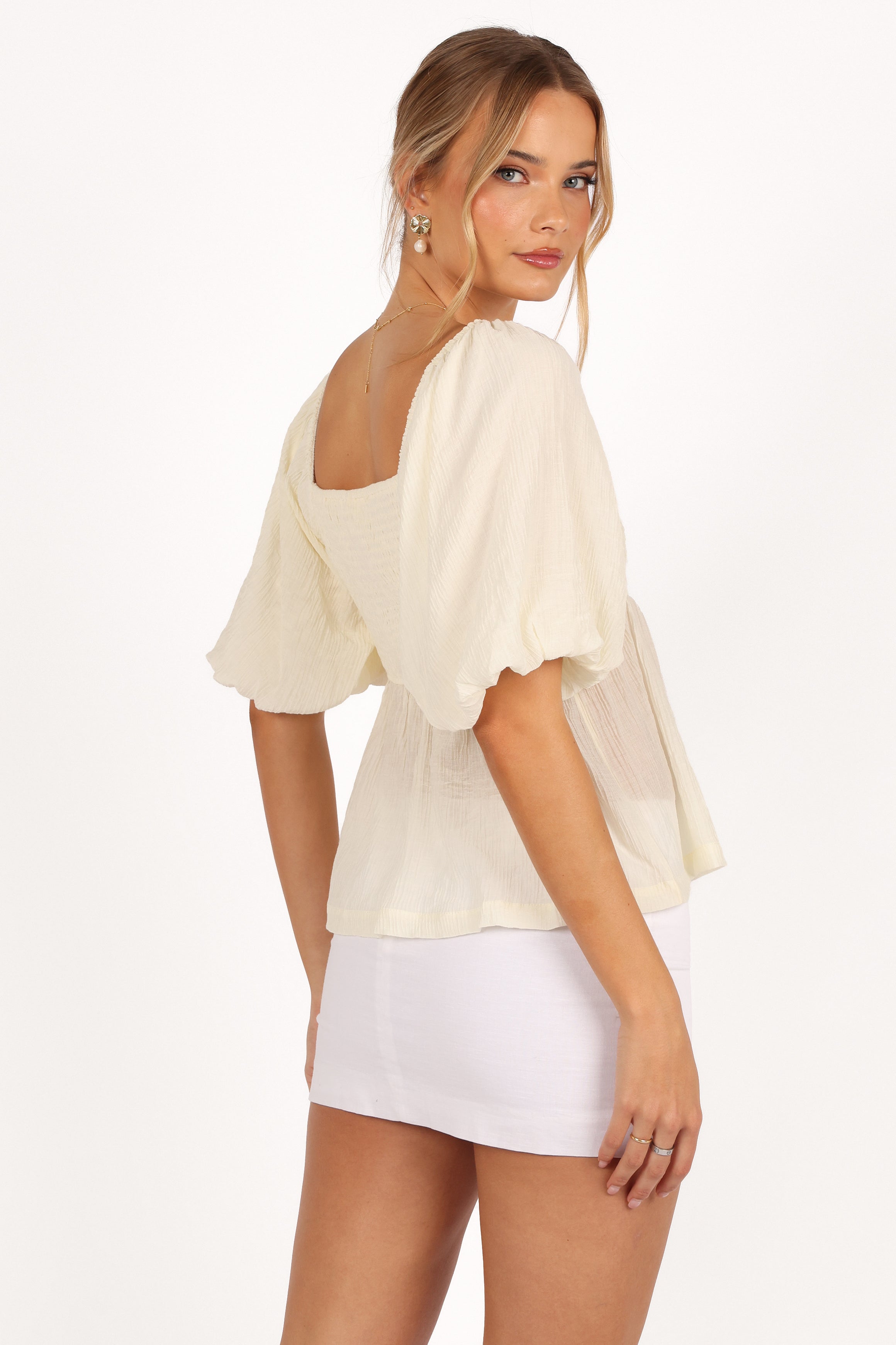 Emerson Rosette Top - Ivory-Aur Fashion