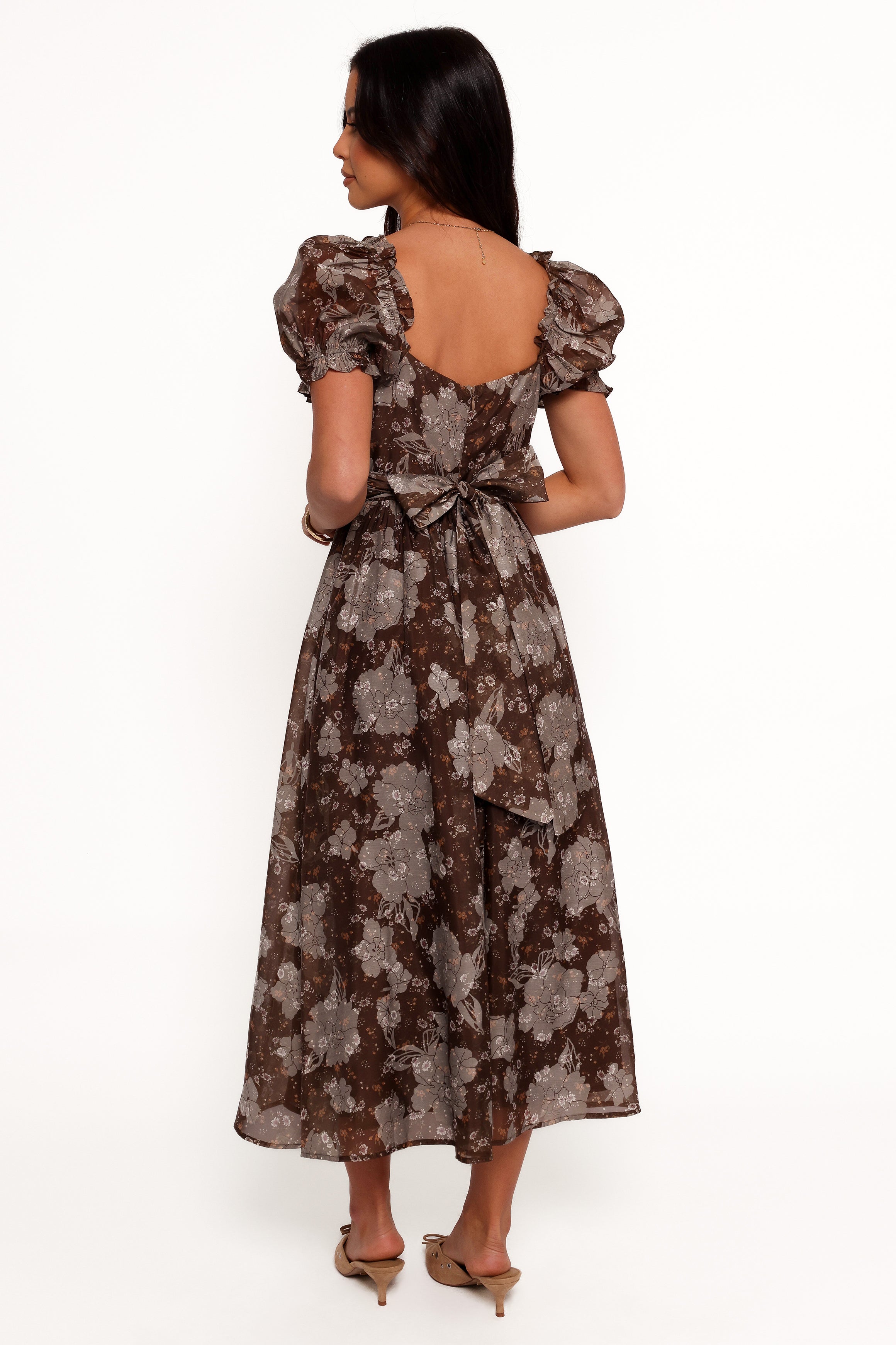 Farryn Maxi Dress - Brown/Grey-Aur Fashion