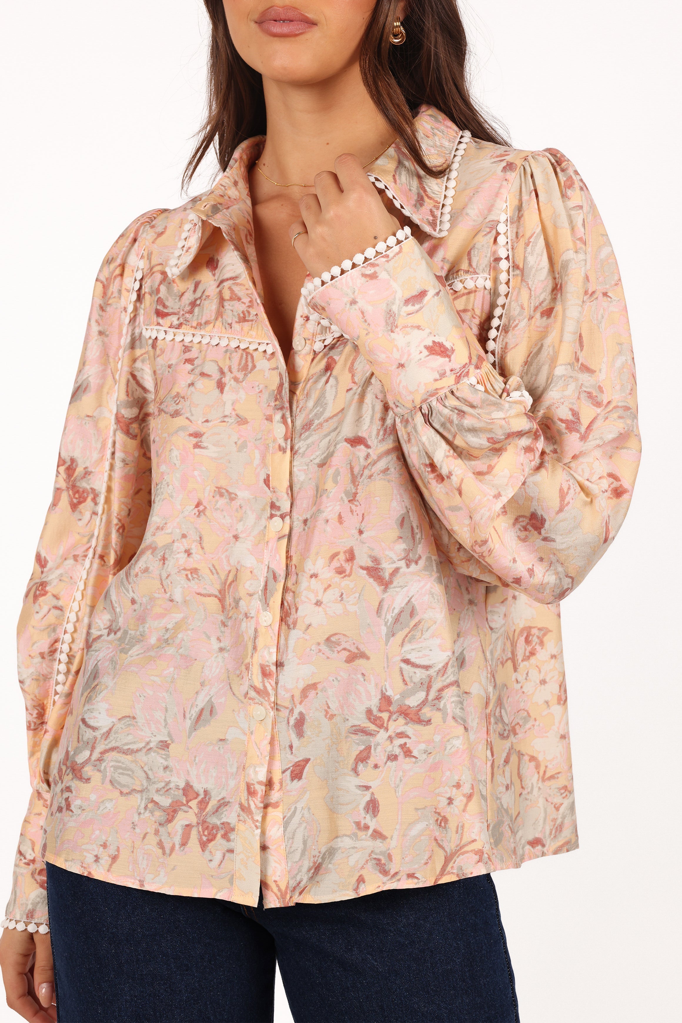 Floria Top - Beige Floral-Aur Fashion