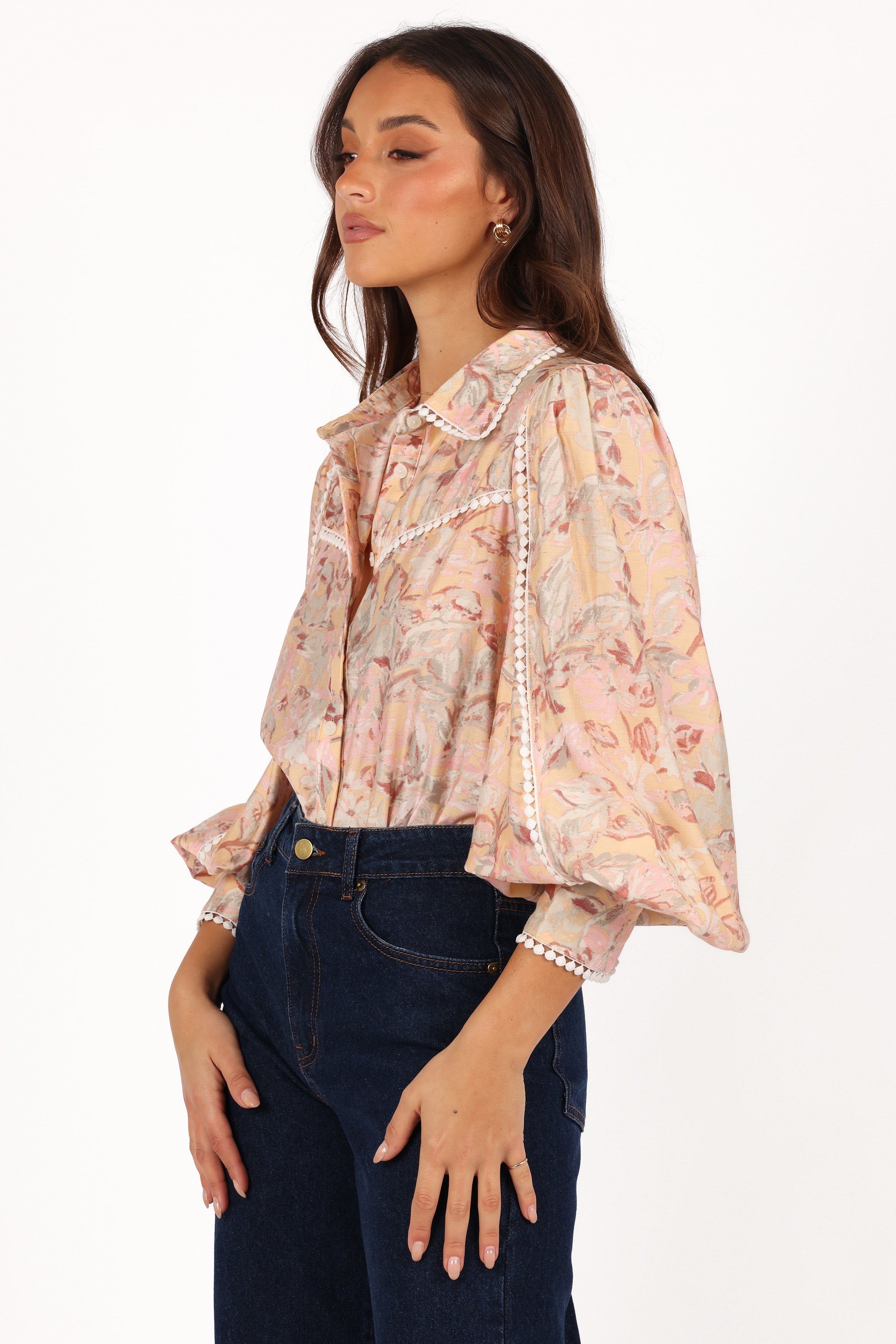 Floria Top - Beige Floral-Aur Fashion