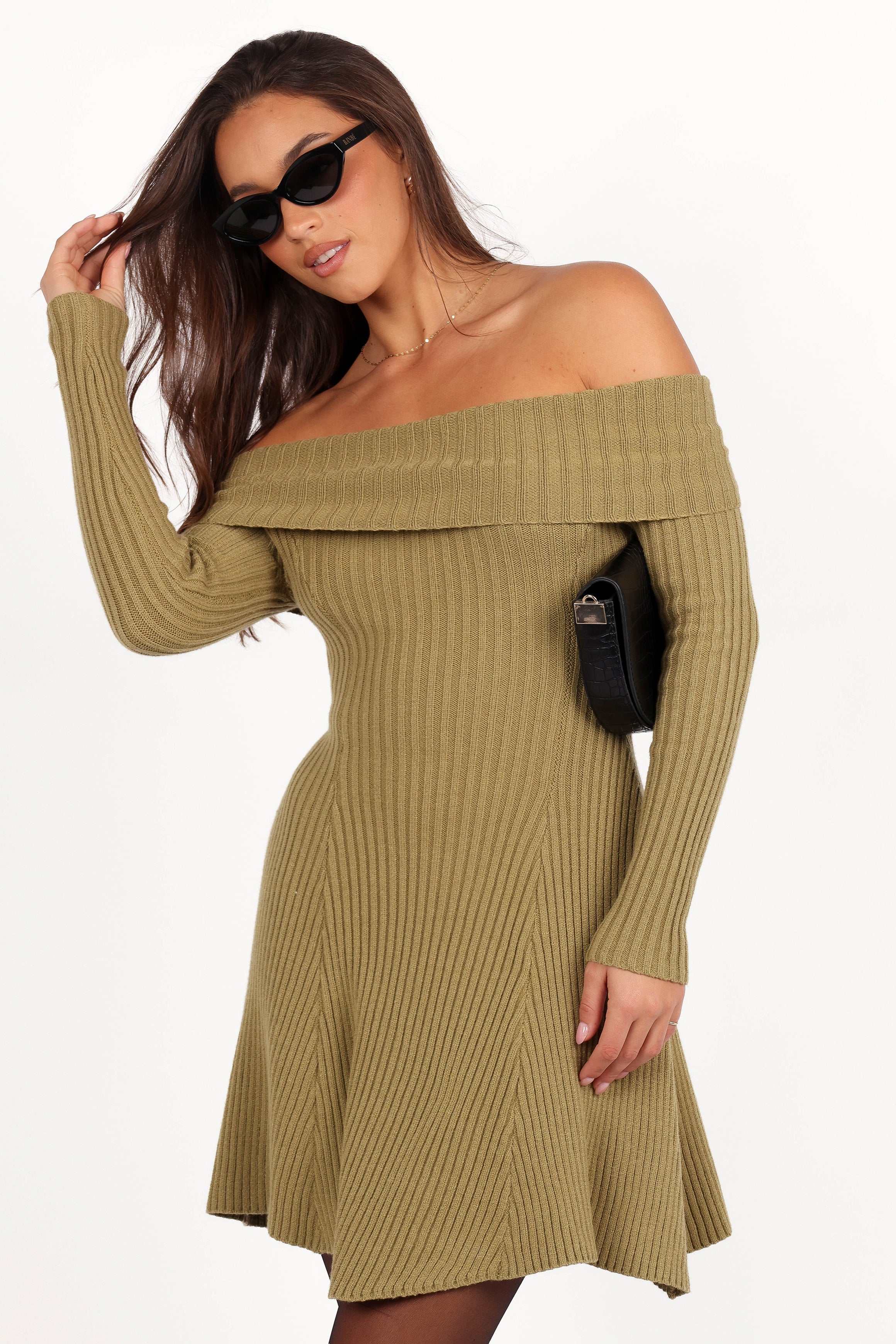 Francisco Long Sleeve Mini Dress - Olive-Aur Fashion