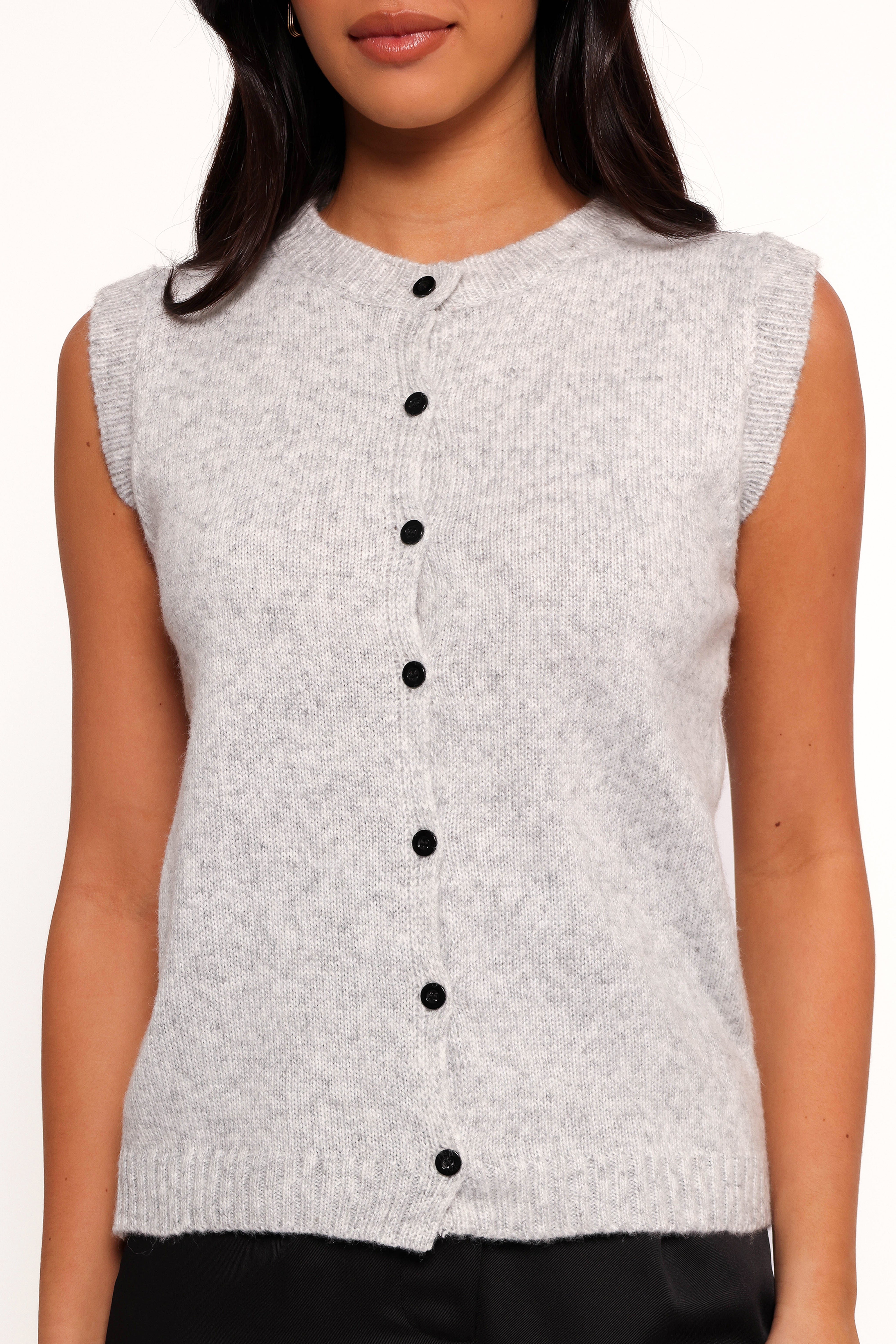Grace Knit Vest - Grey-Aur Fashion