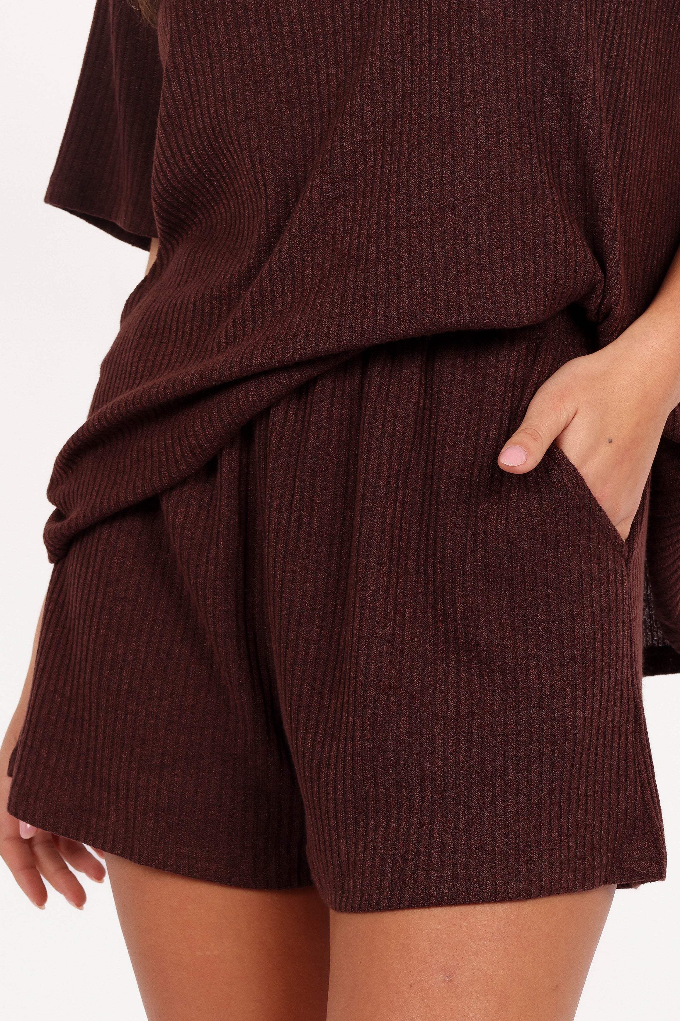 Granger Knit Short Set - Chocolate Brown-Aur Fashion
