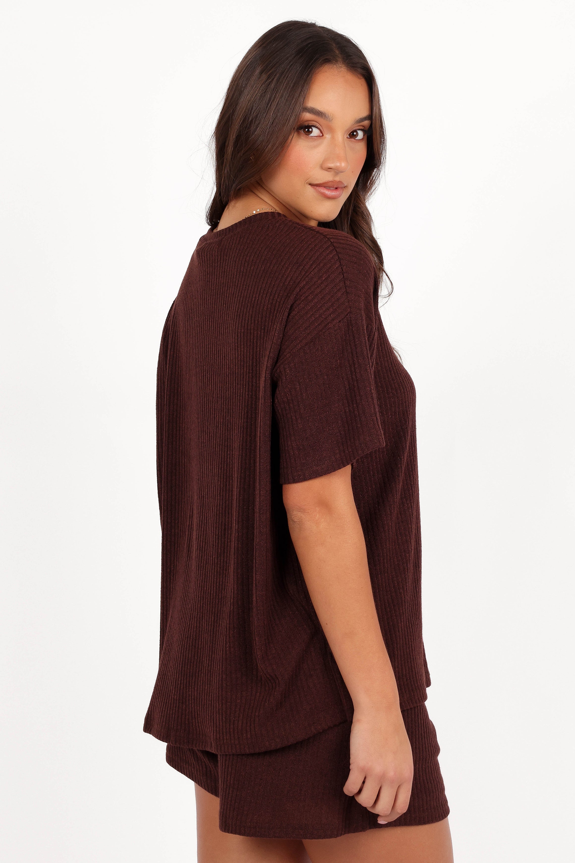 Granger Knit Short Set - Chocolate Brown-Aur Fashion