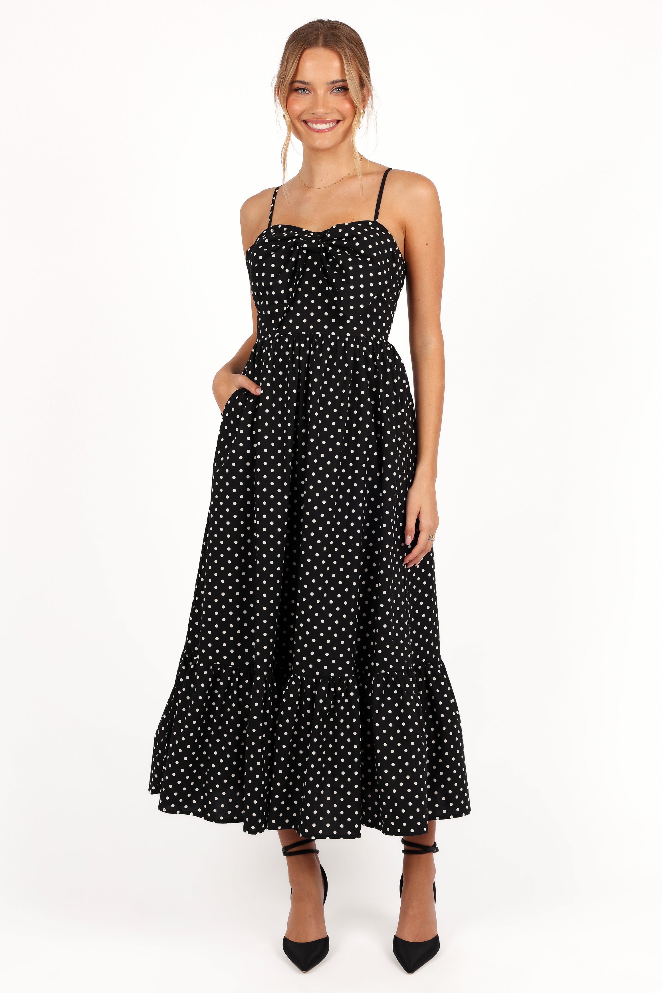 Hailee Maxi Dress - Black Polka Dot-Aur Fashion