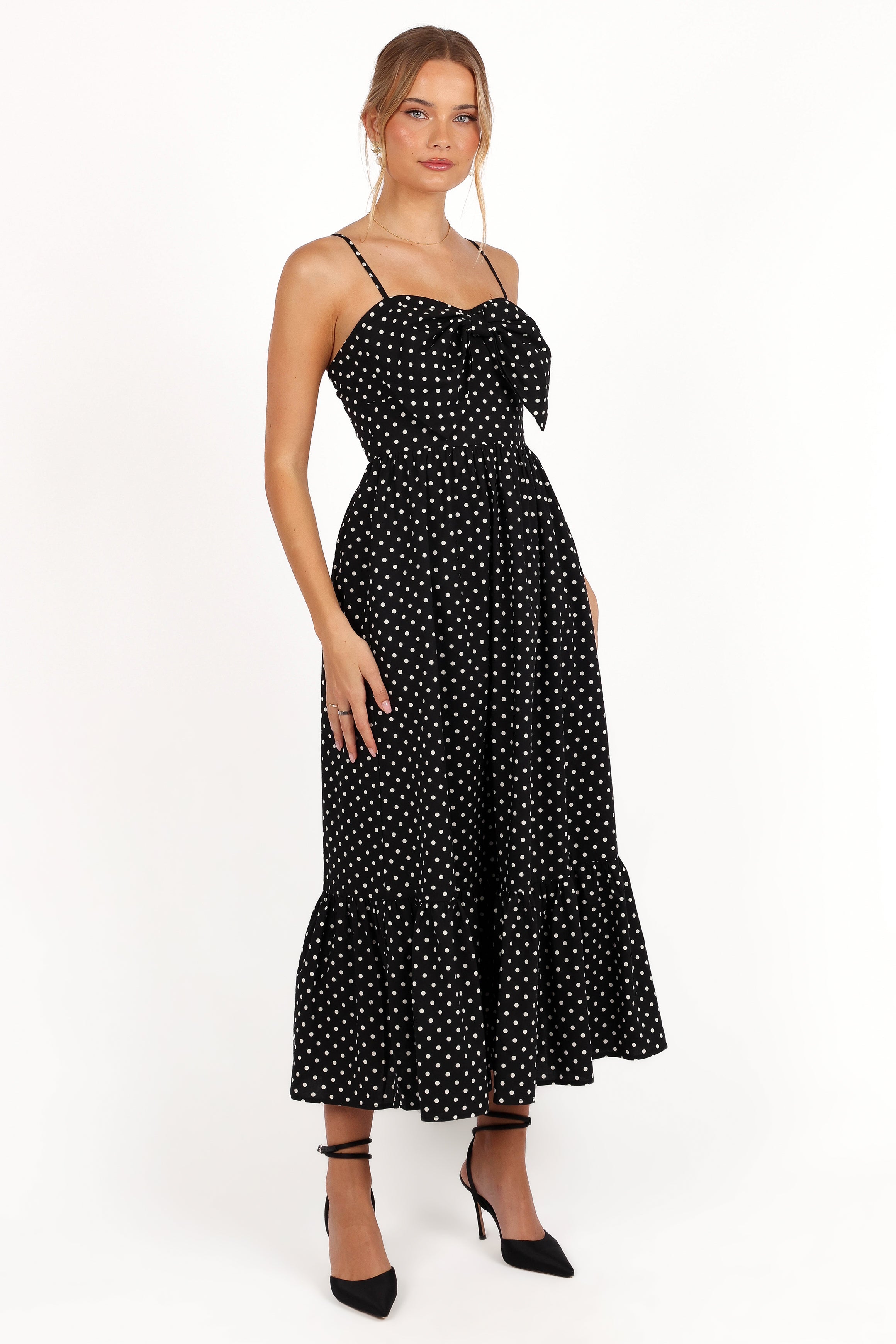 Hailee Maxi Dress - Black Polka Dot-Aur Fashion