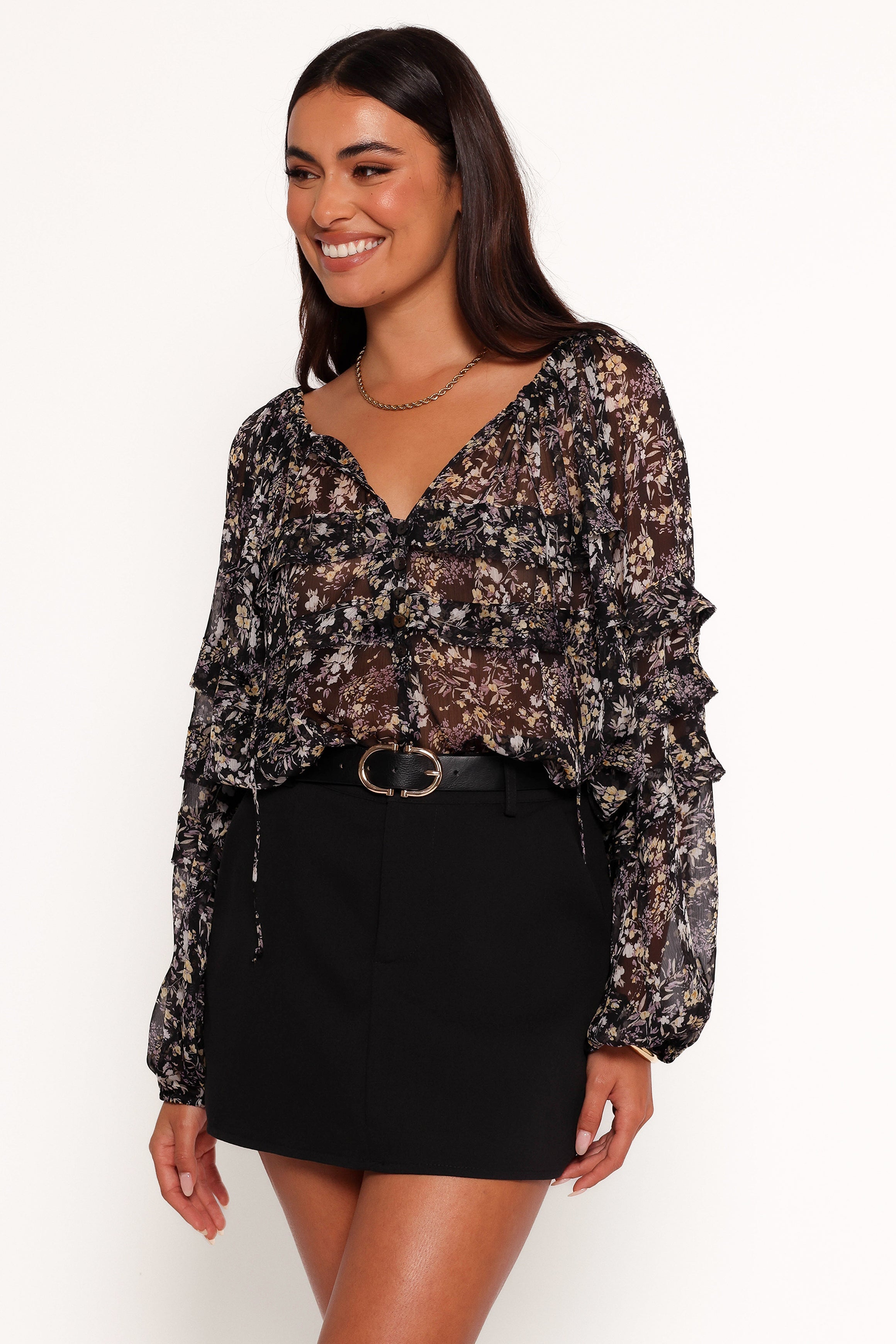 Hana Top - Black Multi-Aur Fashion