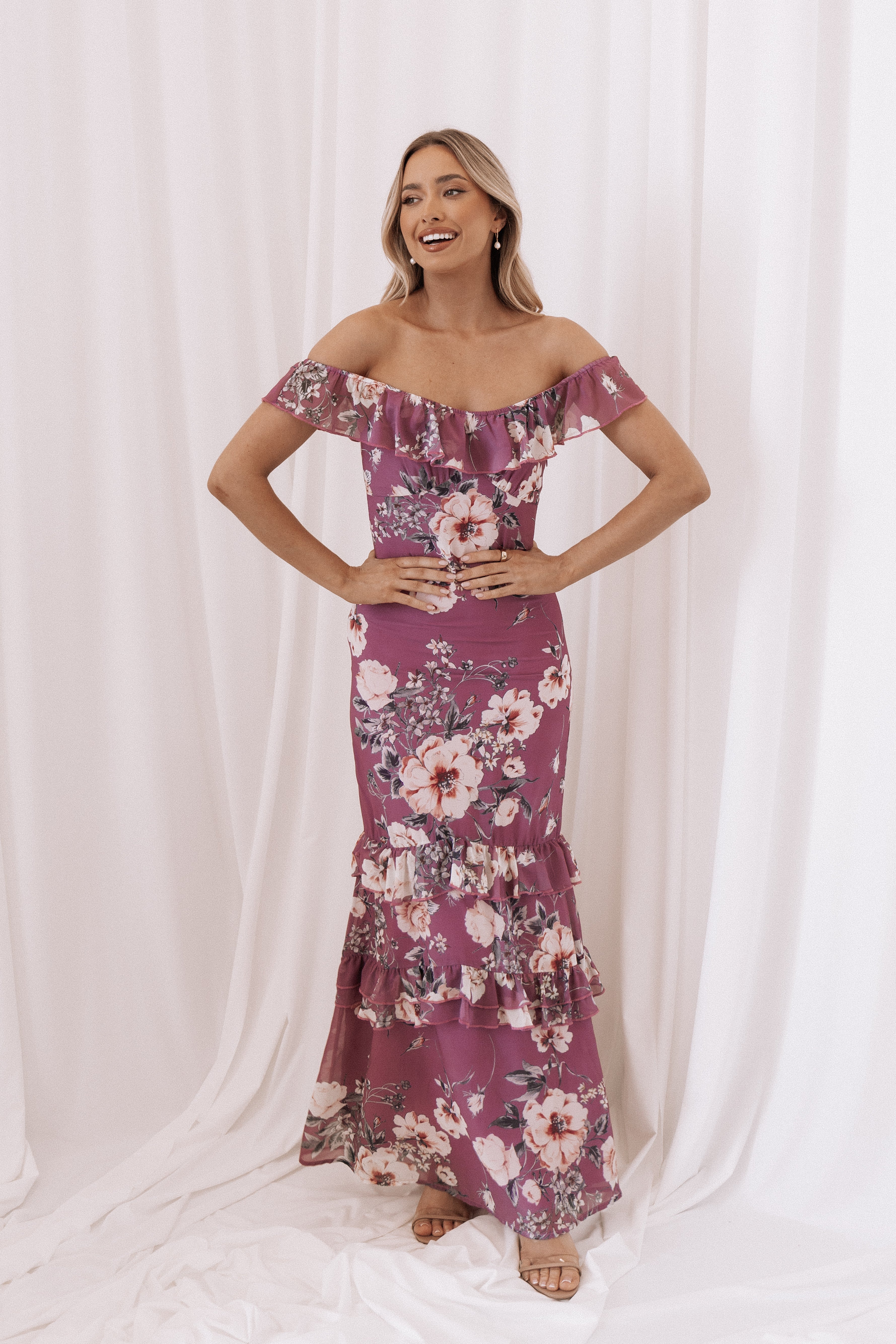 Irelynn Maxi Dress - Dark Rose Floral-Aur Fashion