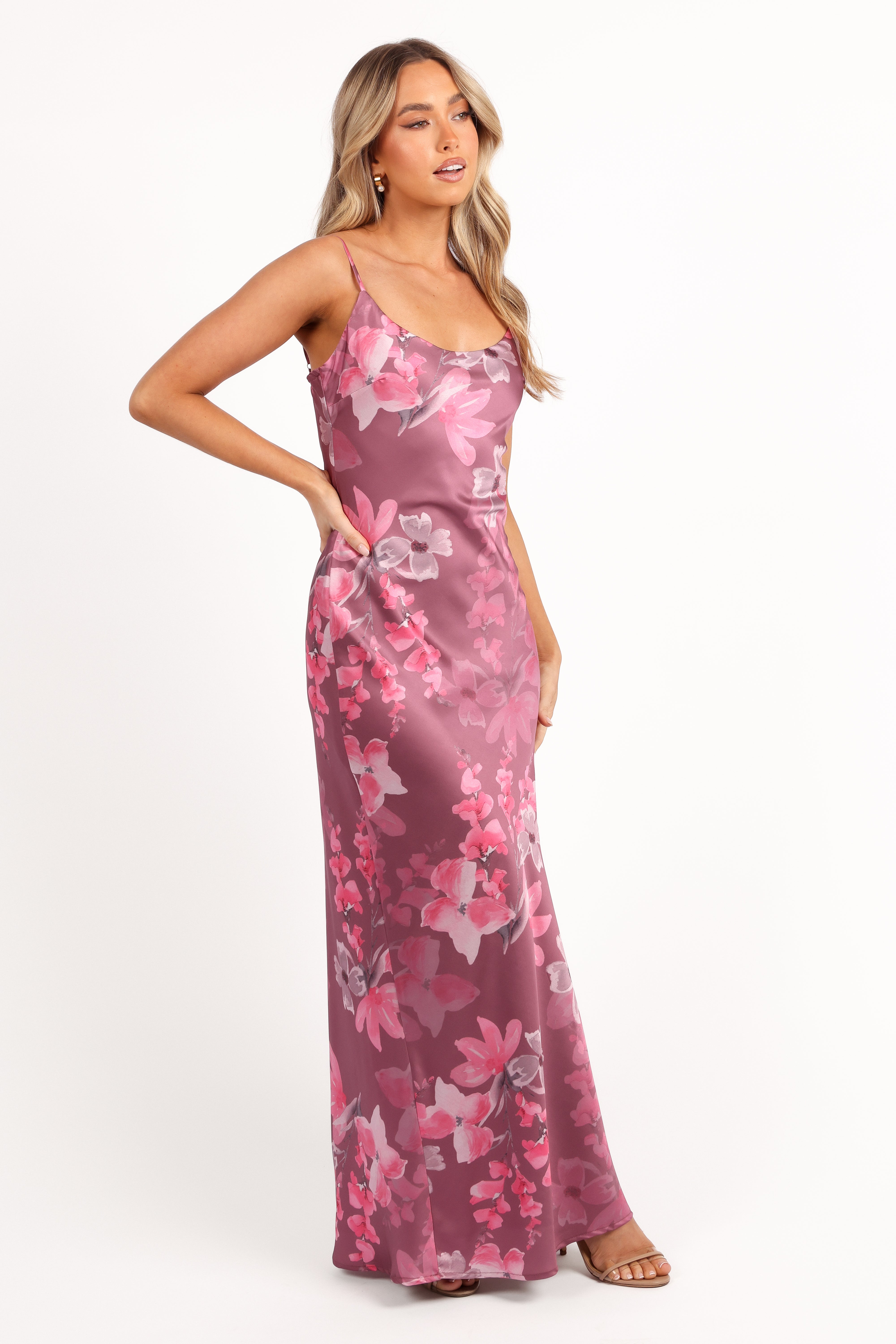 Jamie Maxi Slip Dress - Dark Rose Floral-Aur Fashion