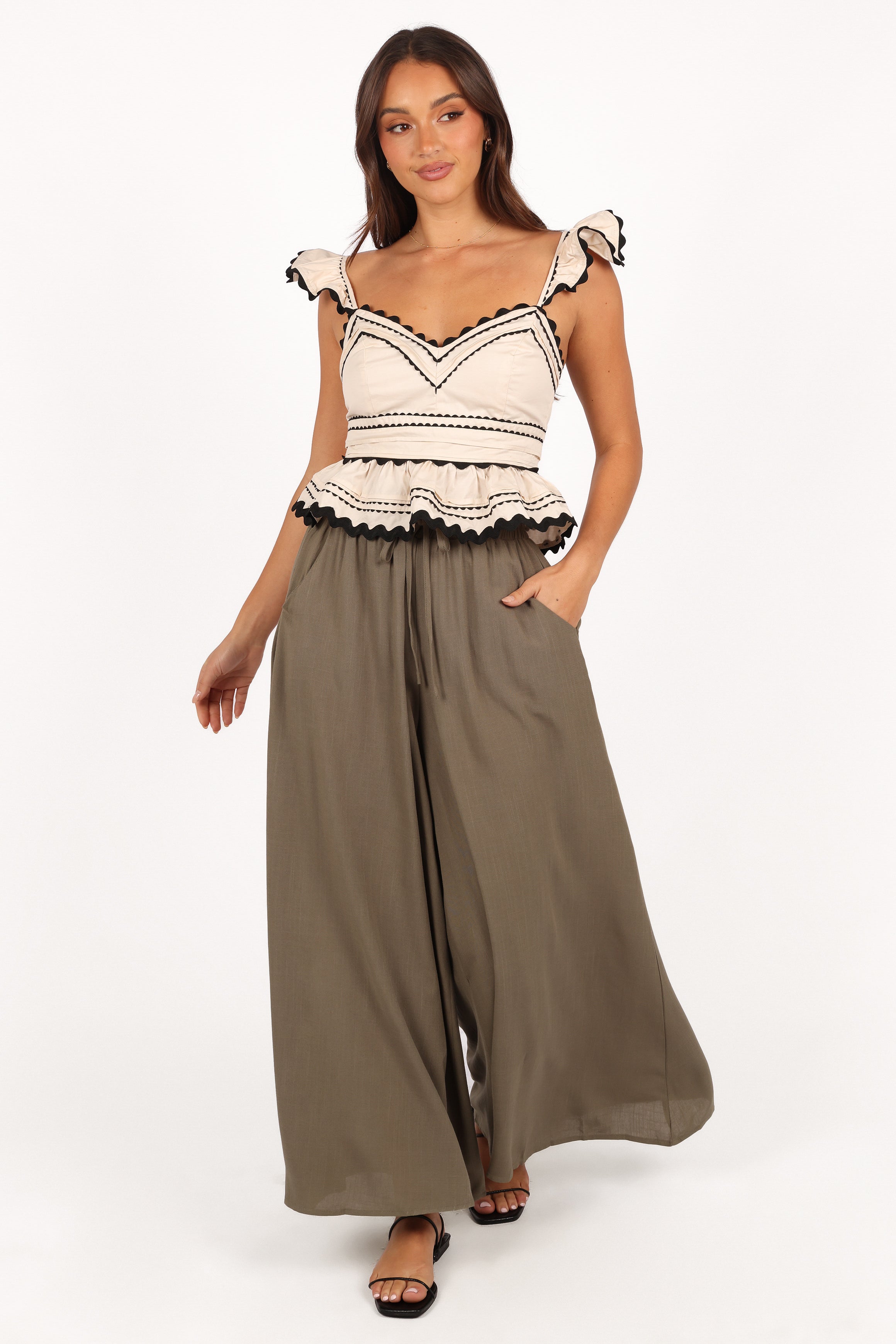 Jeanie Flutter Top - Natural-Aur Fashion