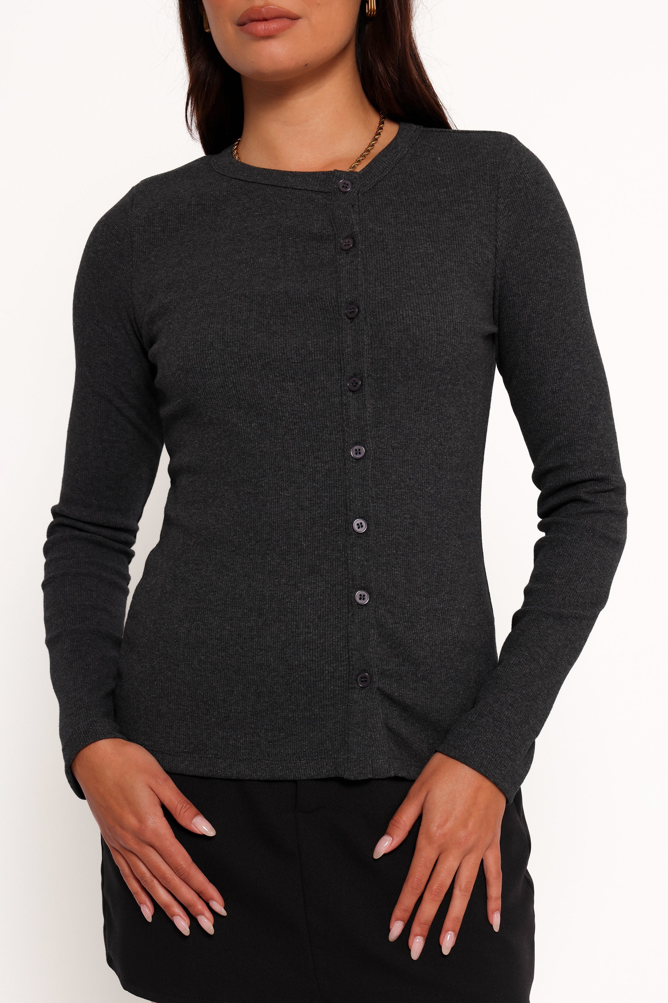 Jessa Knit Top - Charcoal-Aur Fashion
