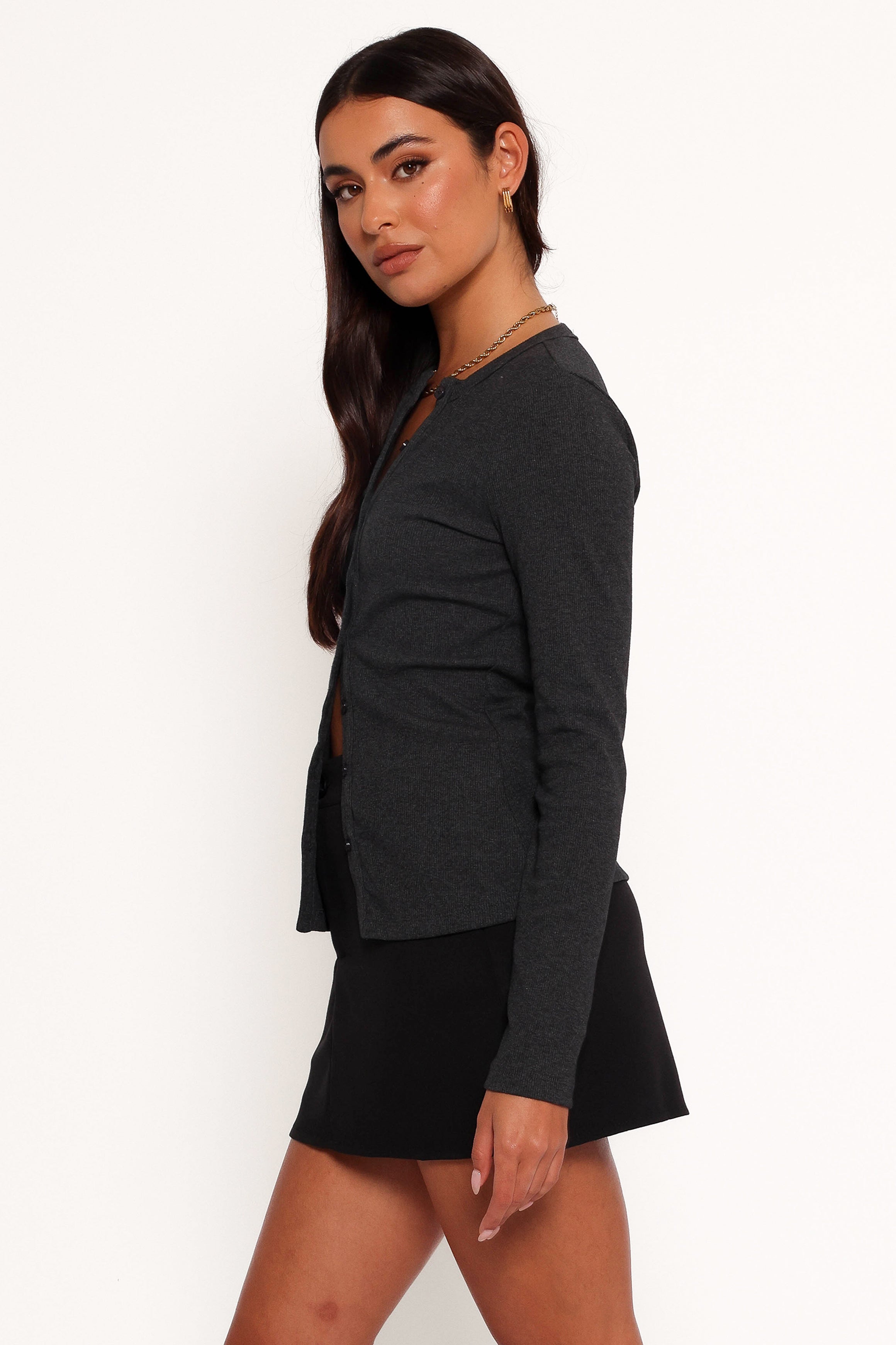 Jessa Knit Top - Charcoal-Aur Fashion