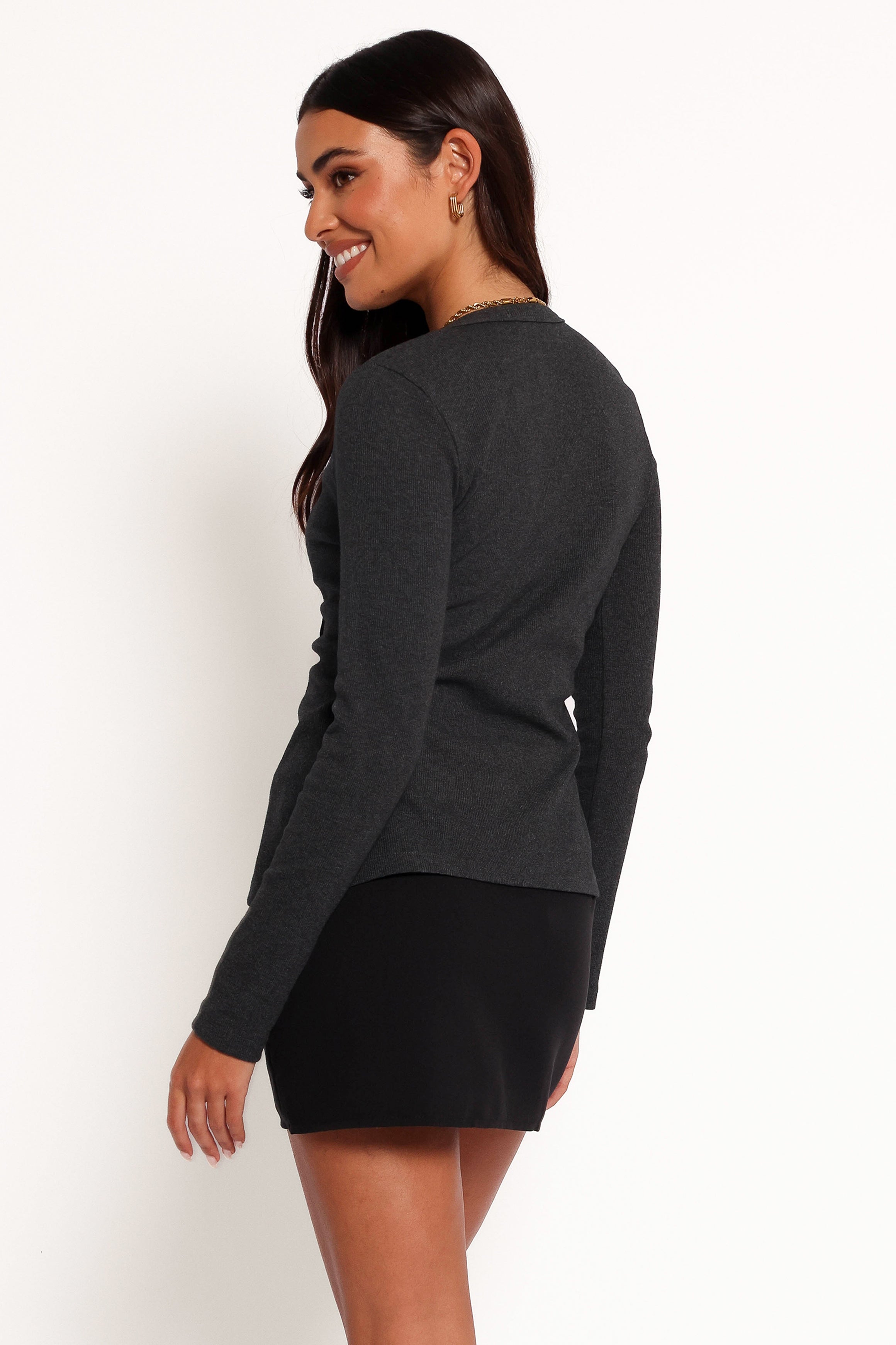 Jessa Knit Top - Charcoal-Aur Fashion