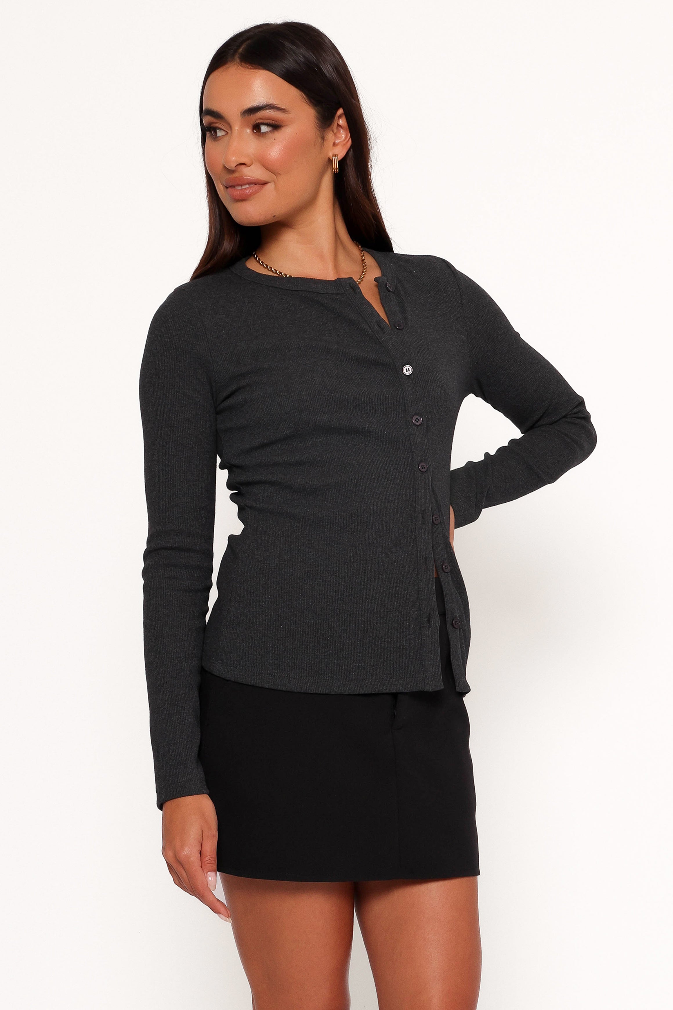 Jessa Knit Top - Charcoal-Aur Fashion