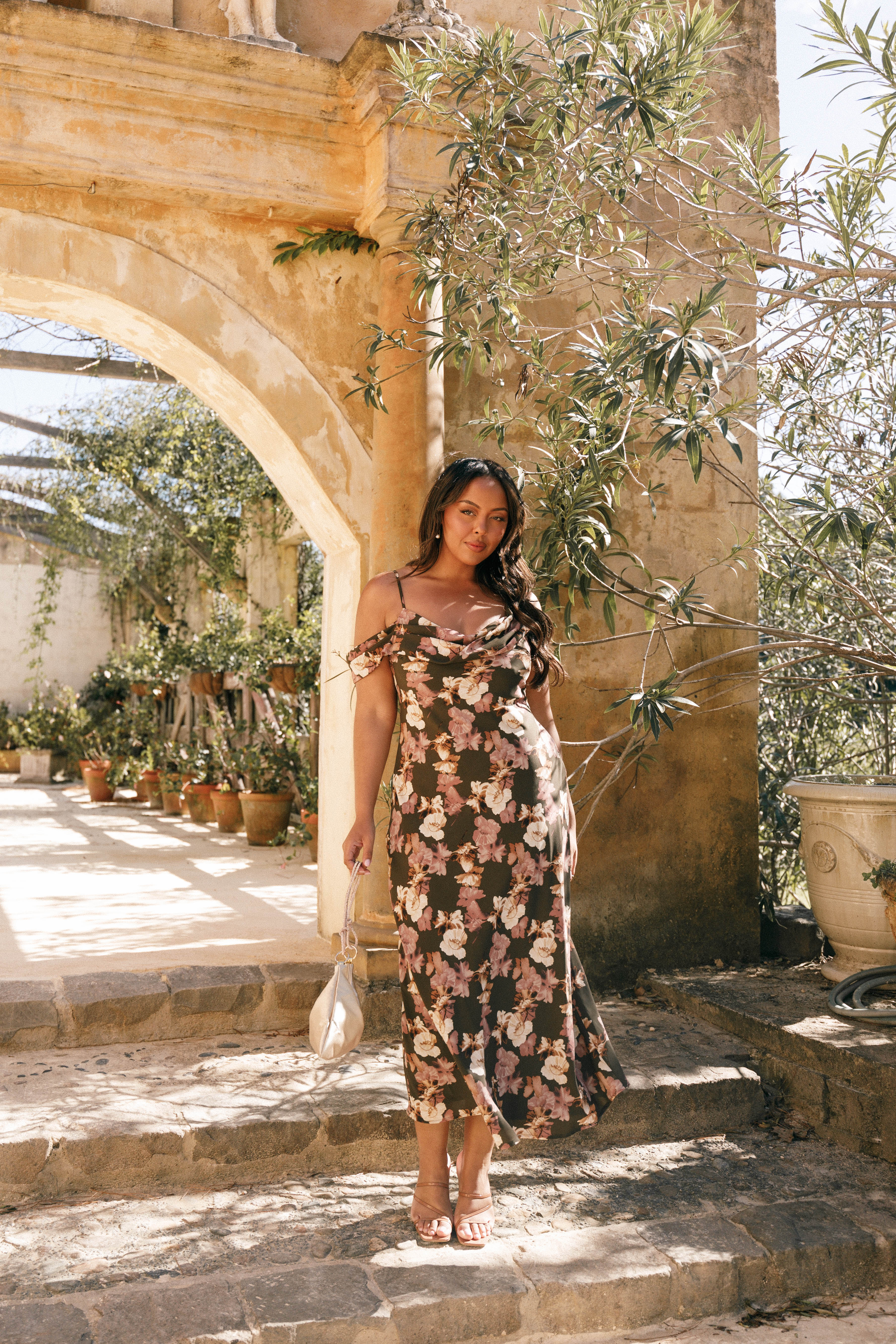 Kamryn Midi Dress - Olive Floral-Aur Fashion