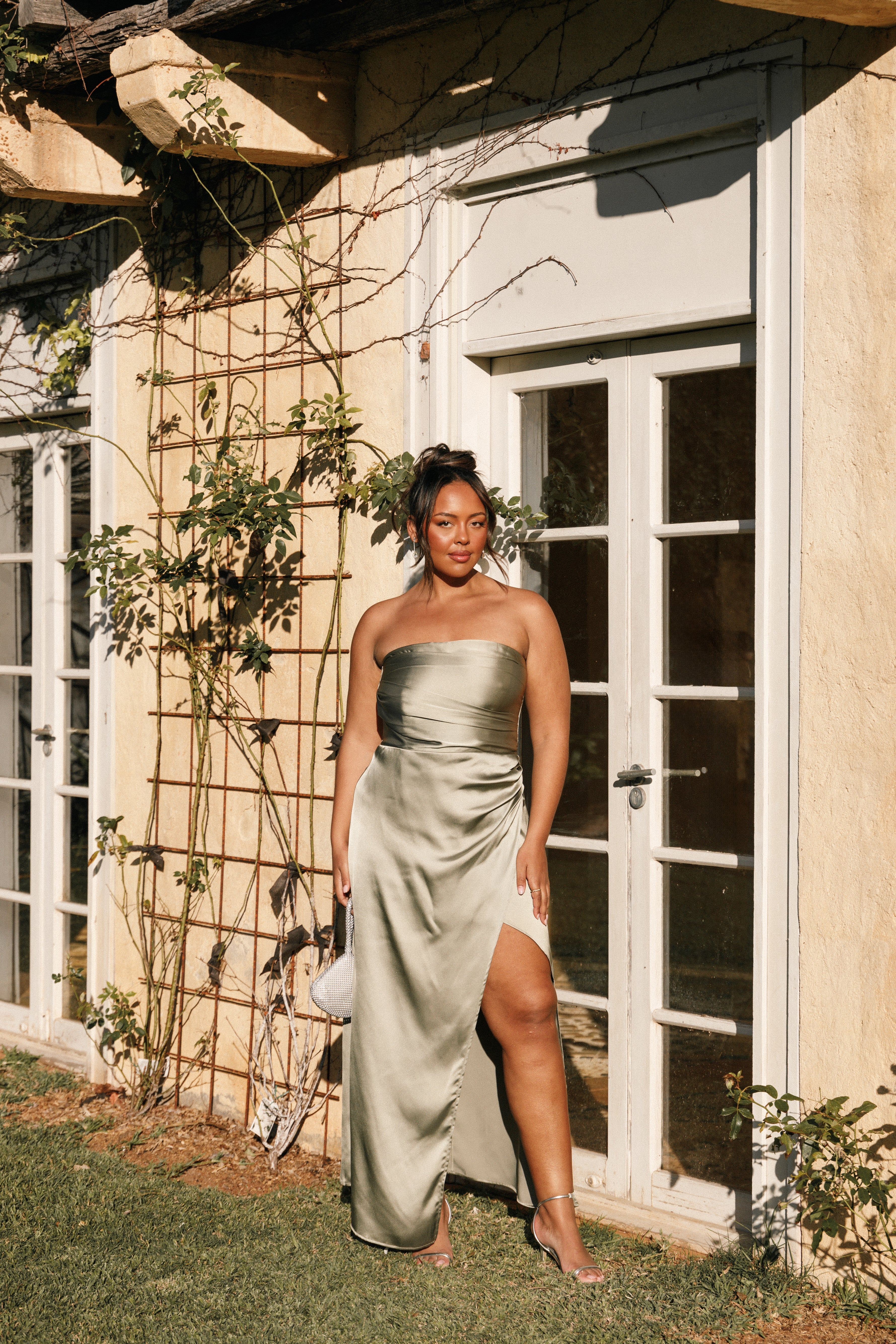 Kara Strapless Maxi Dress - Olive-Aur Fashion