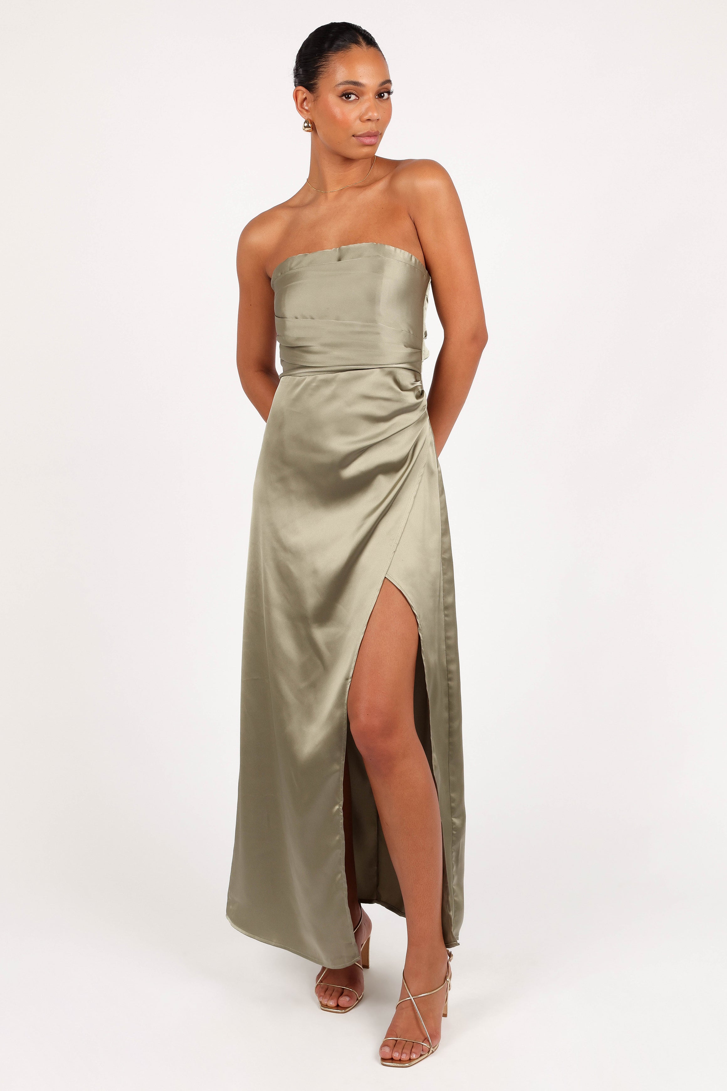 Kara Strapless Maxi Dress - Olive-Aur Fashion