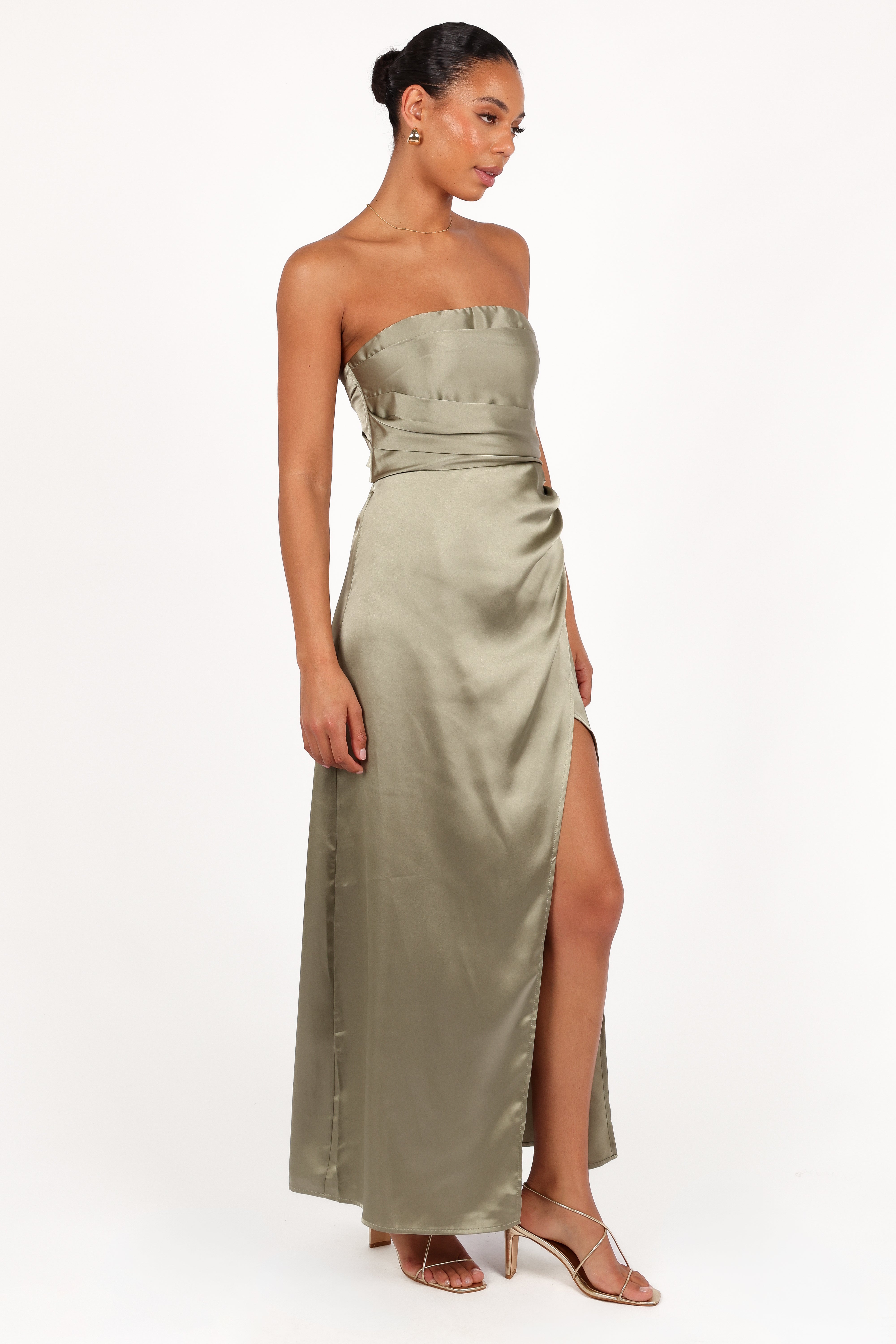 Kara Strapless Maxi Dress - Olive-Aur Fashion
