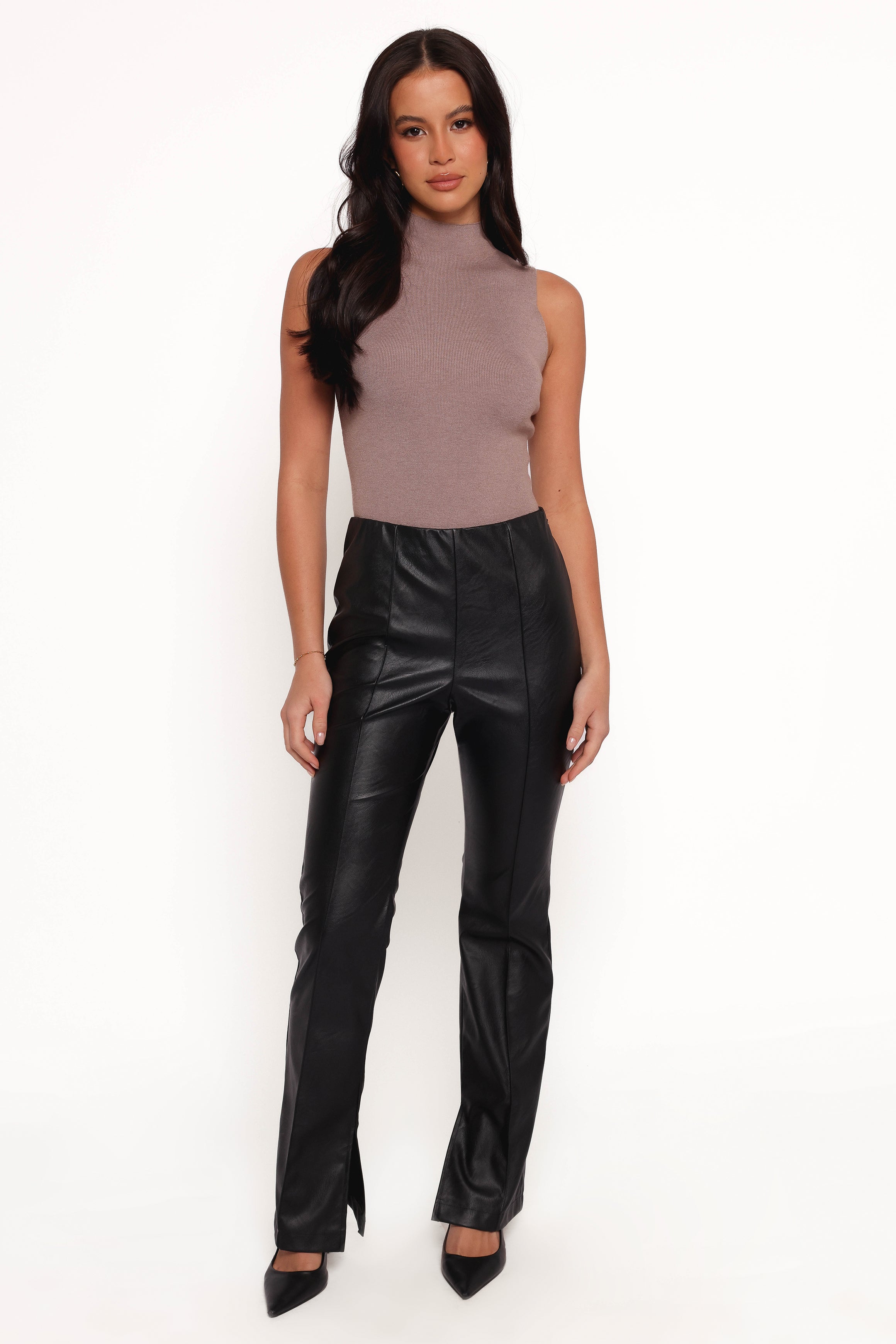Kathi Faux Leather Pant - Black-Aur Fashion