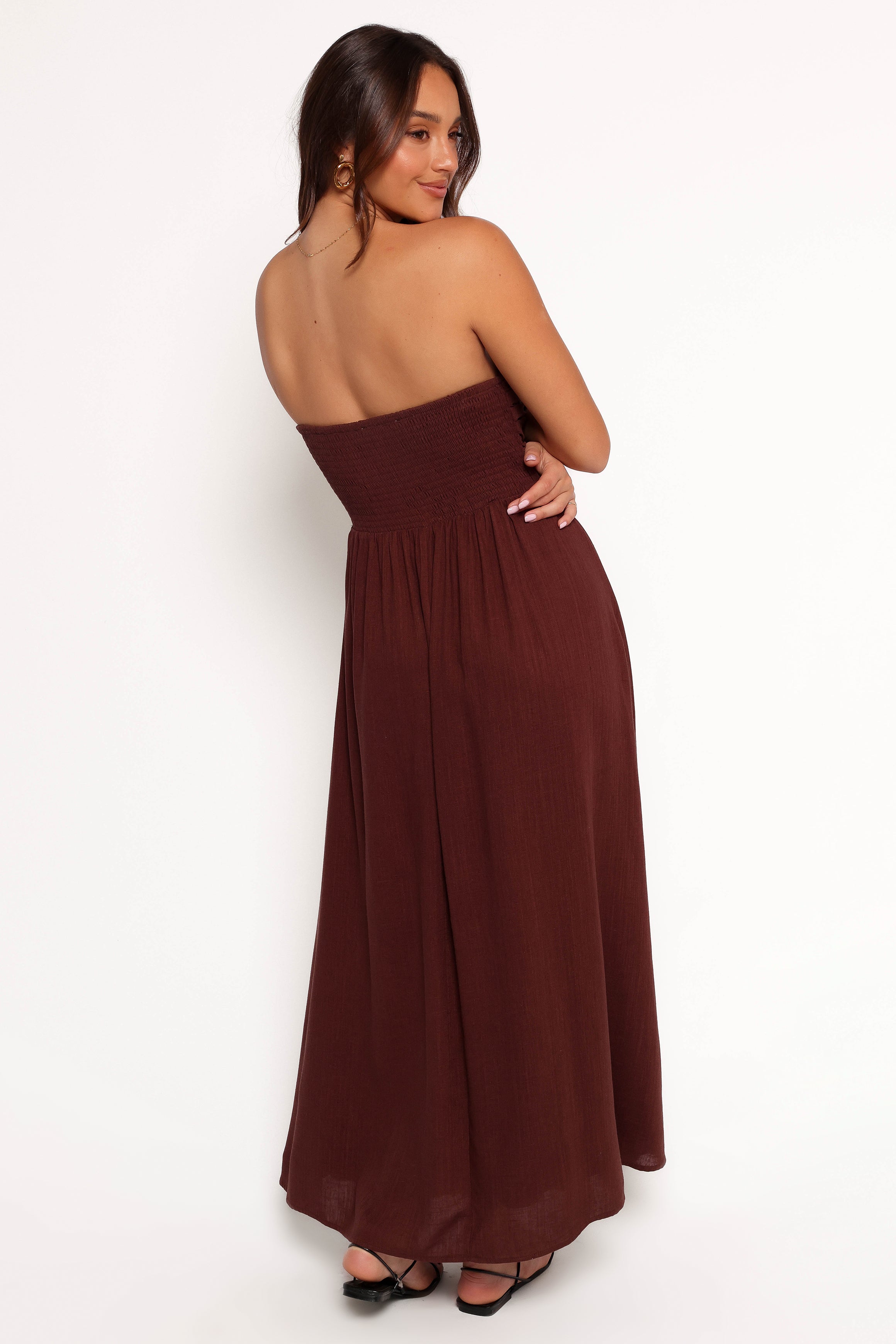 Kayt Strapless Dress - Chocolate Brown-Aur Fashion