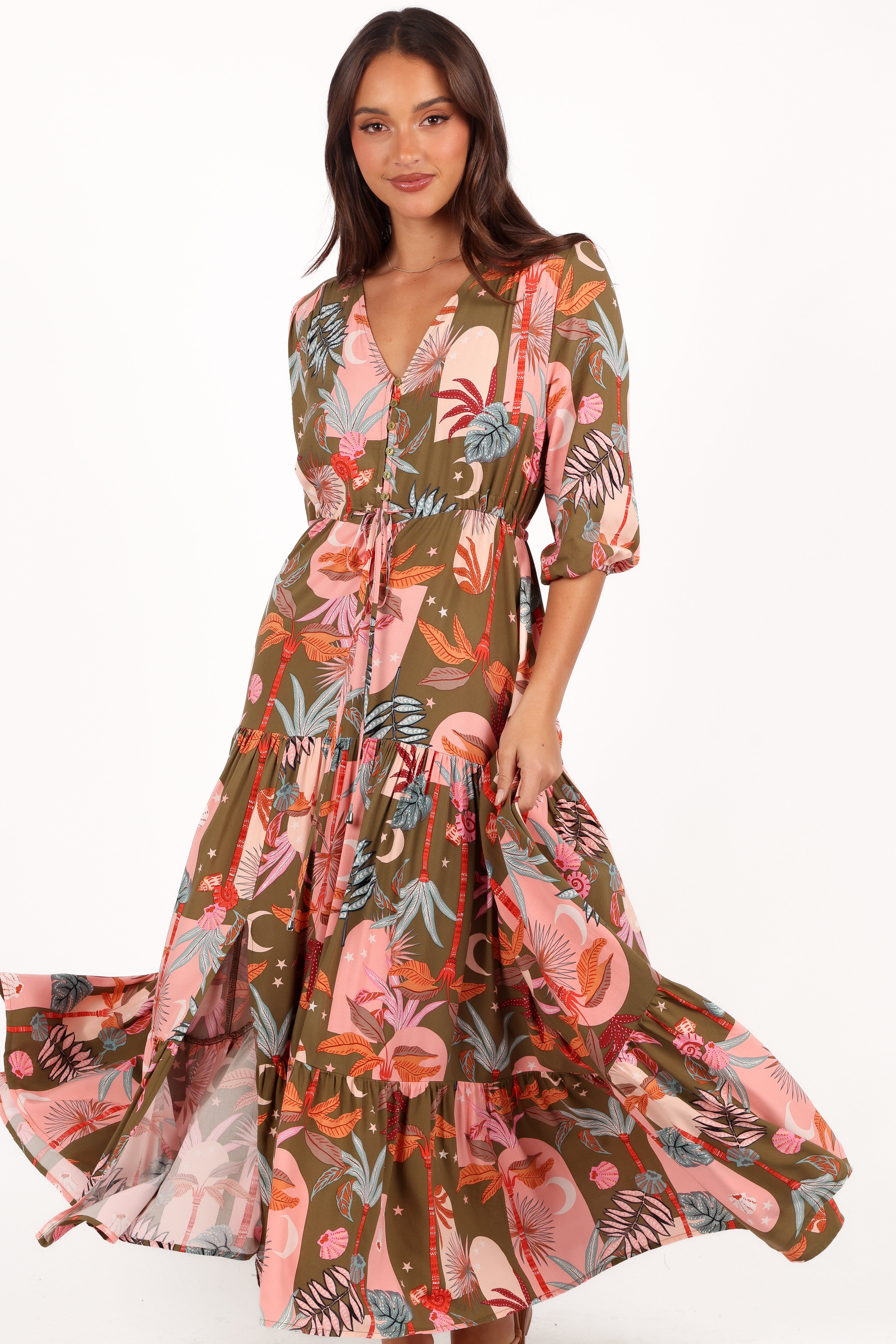 Kelda Dress - Green Multi-Aur Fashion