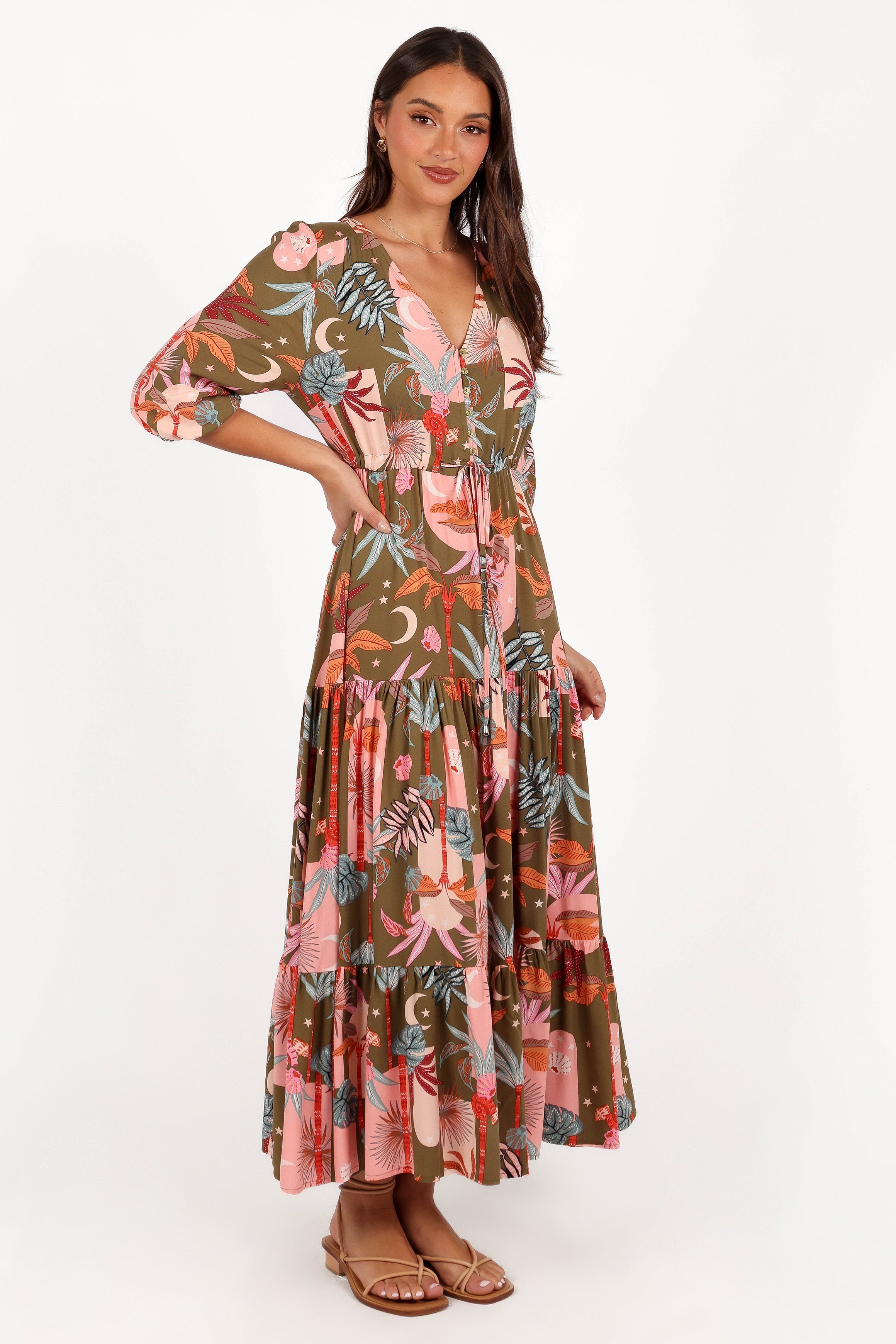 Kelda Dress - Green Multi-Aur Fashion