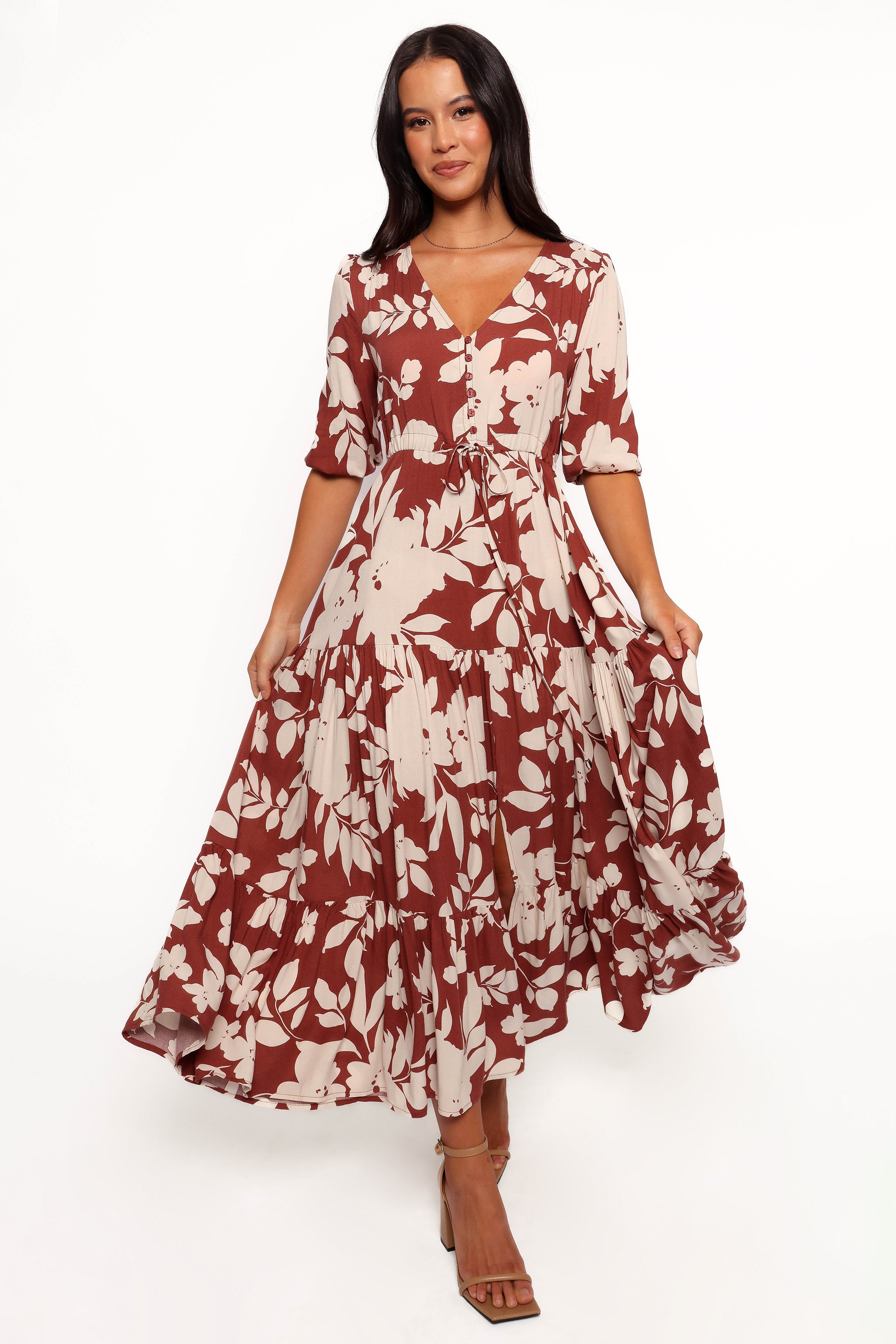 Kelda Dress - Rust Floral-Aur Fashion