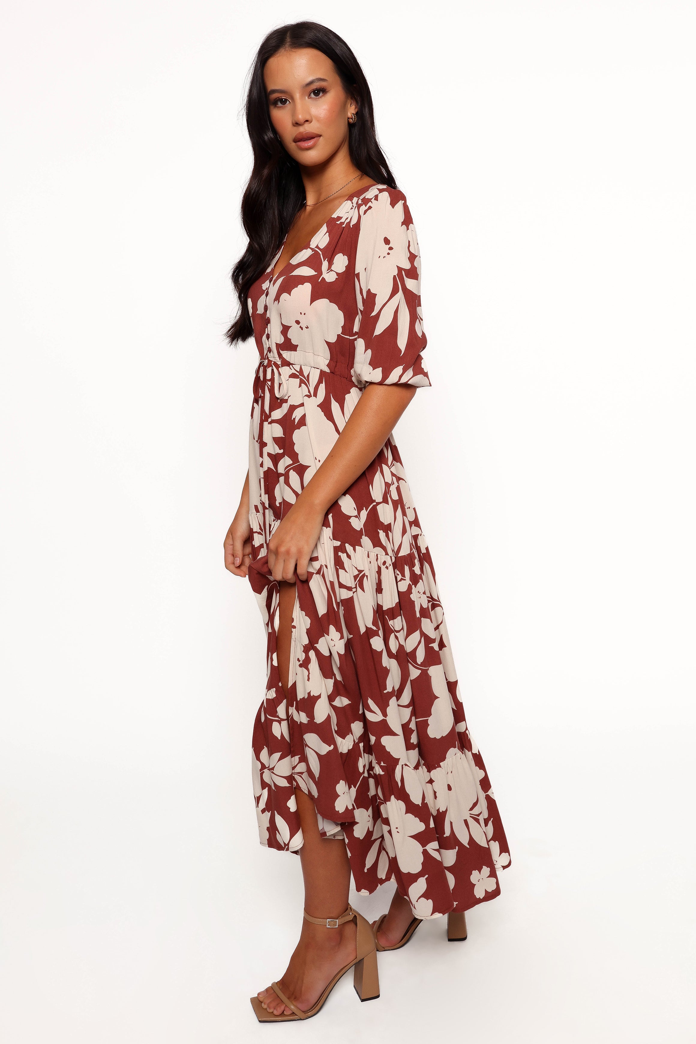Kelda Dress - Rust Floral-Aur Fashion