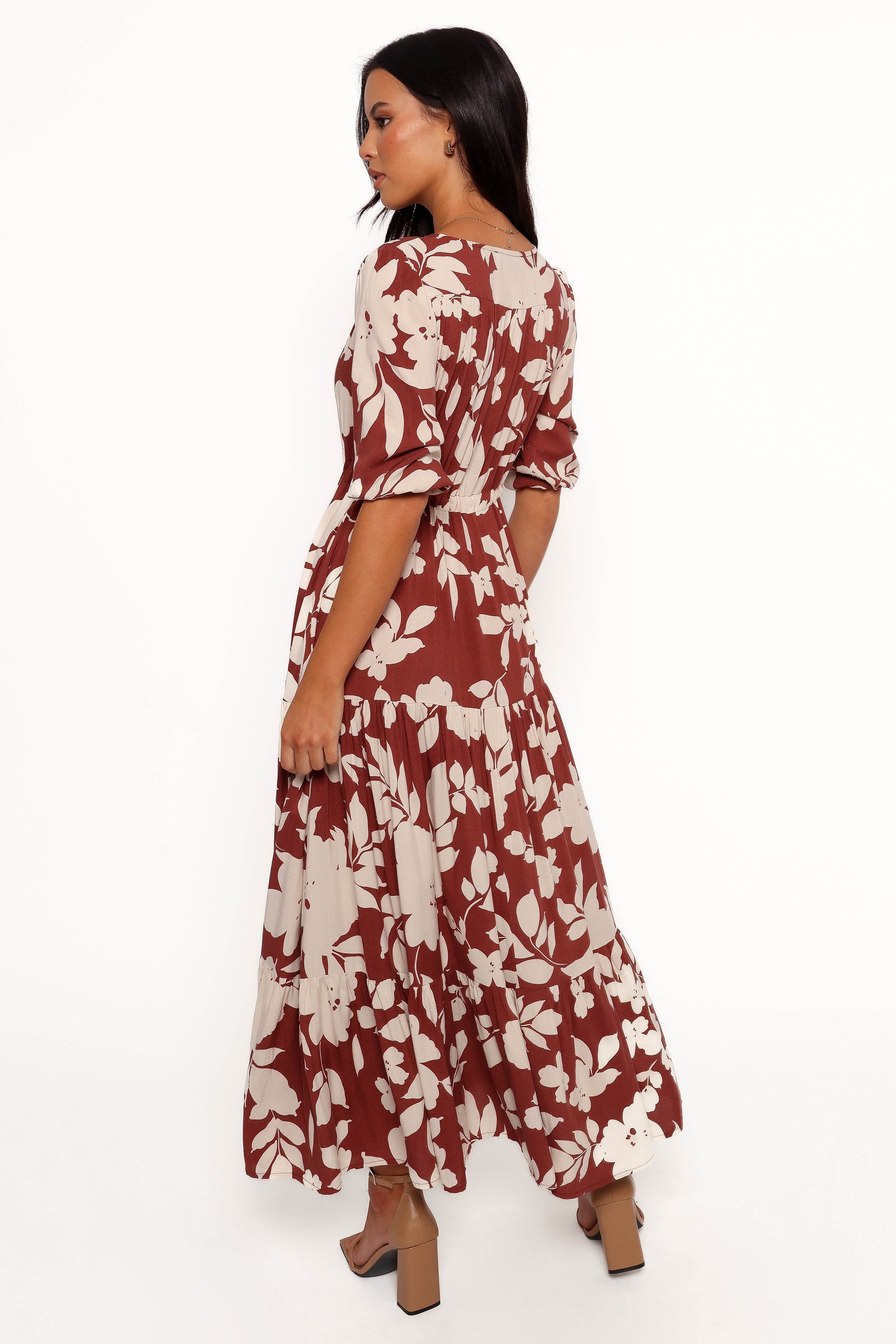 Kelda Dress - Rust Floral-Aur Fashion